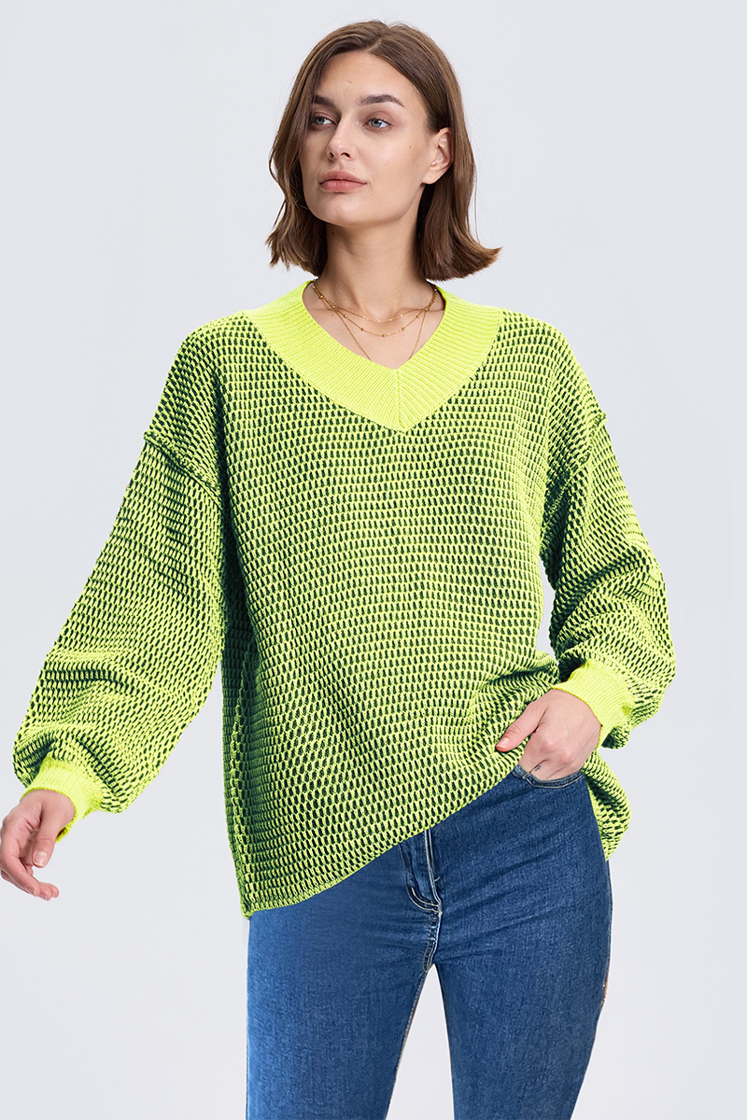 Cakulo Women's Oversized V-Neck Fall Sweater