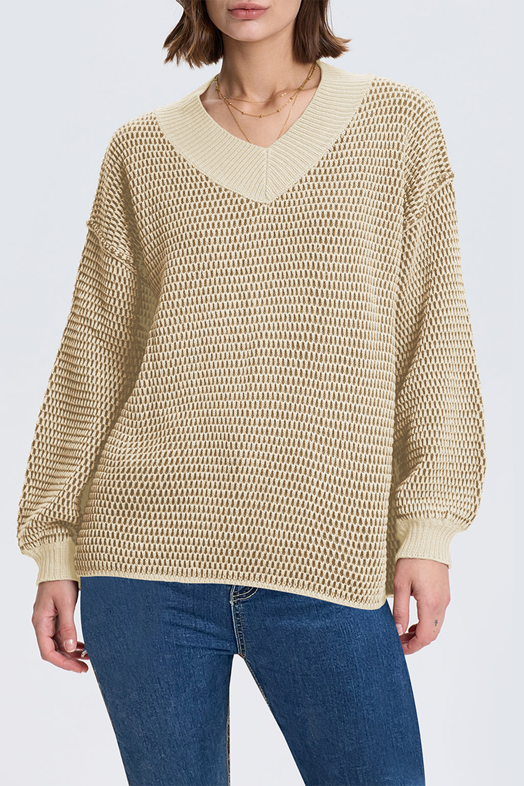Cakulo Women's Oversized V-Neck Fall Sweater