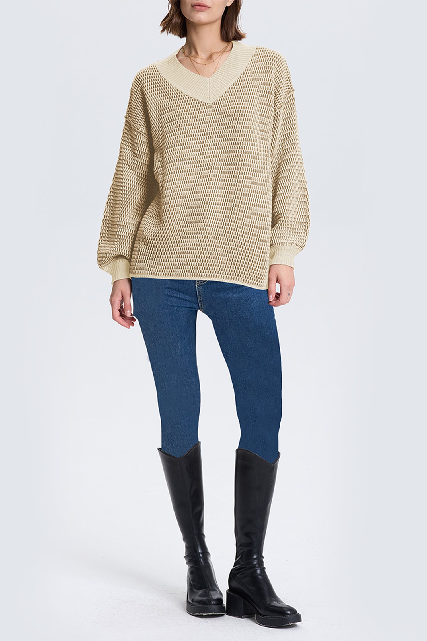 Cakulo Women's Oversized V-Neck Fall Sweater