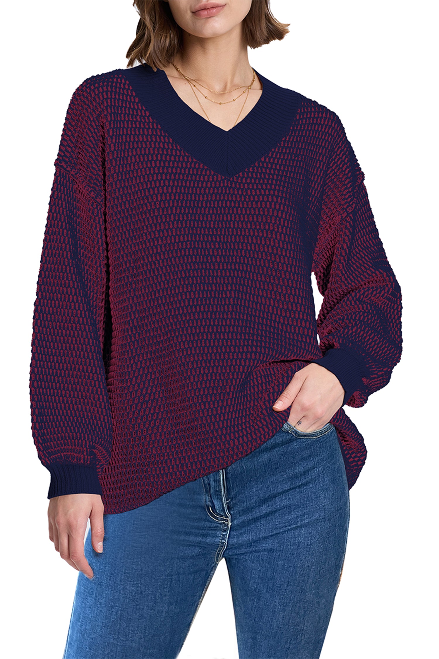 Cakulo Women's Oversized V-Neck Fall Sweater