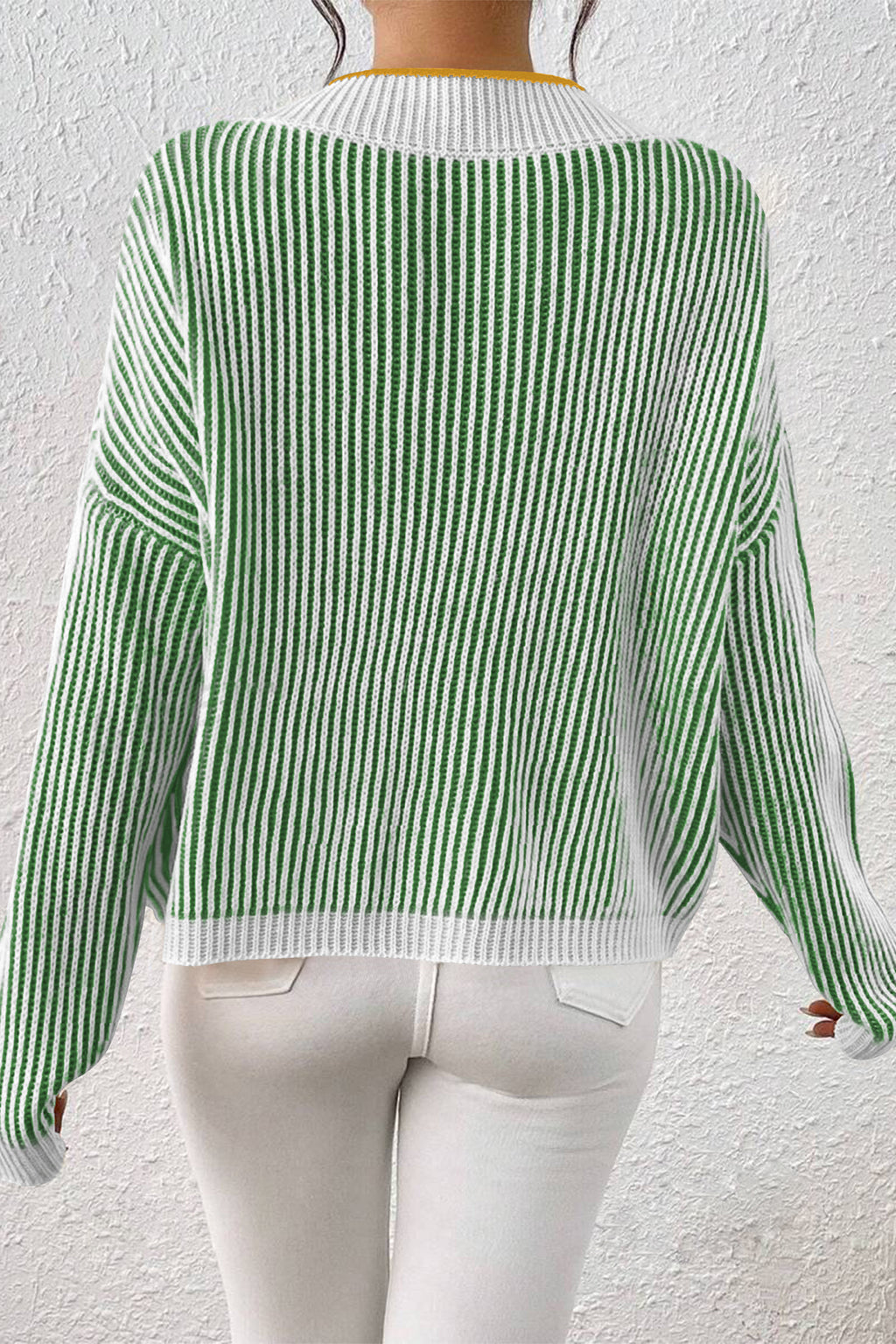 Cakulo Women's Fall Oversized Striped V-Neck Knit Sweater
