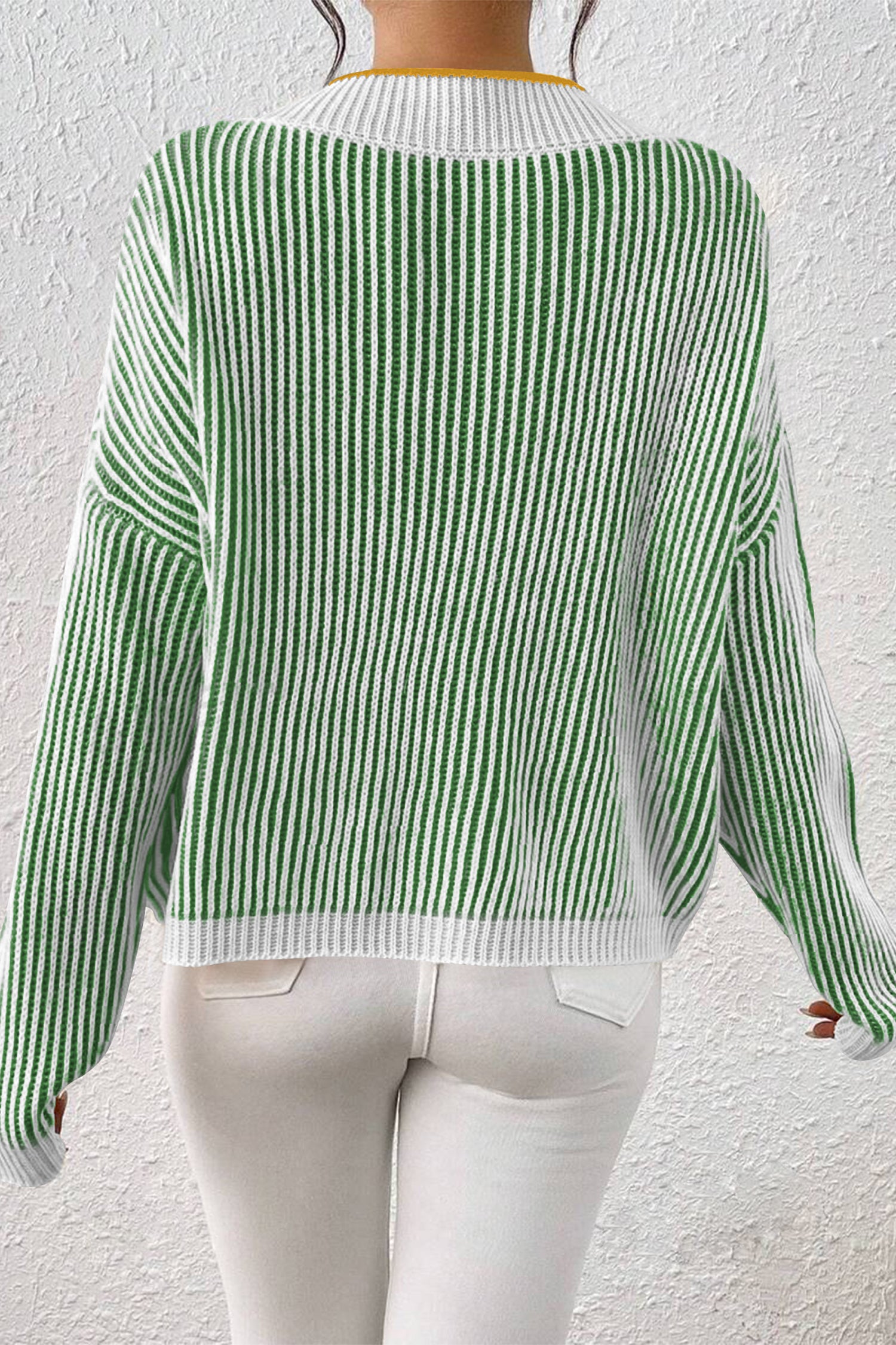 Cakulo Women's Fall Oversized Striped V-Neck Knit Sweater