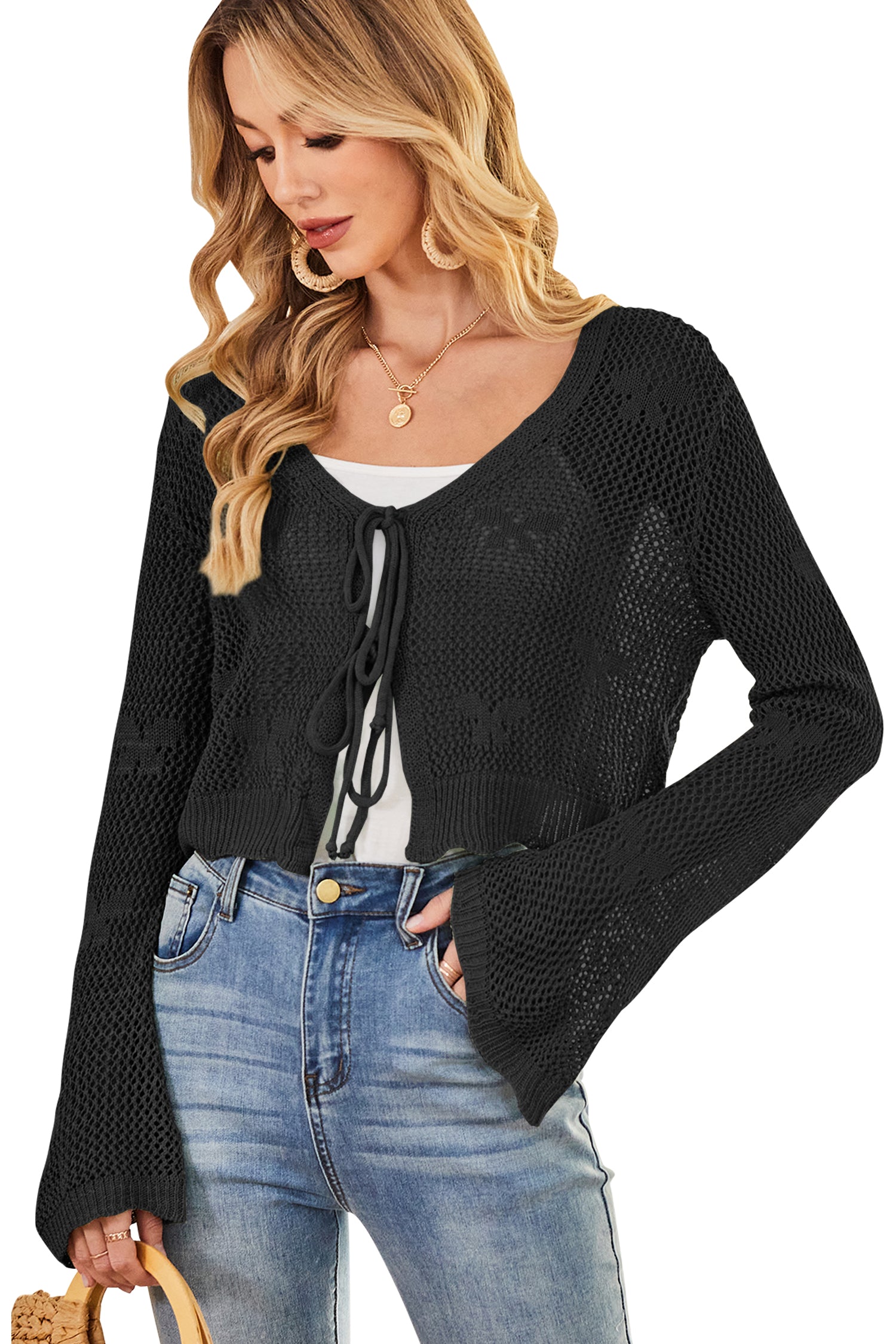 Cakulo Women's Bohemian Crocheted Knit Crop Top
