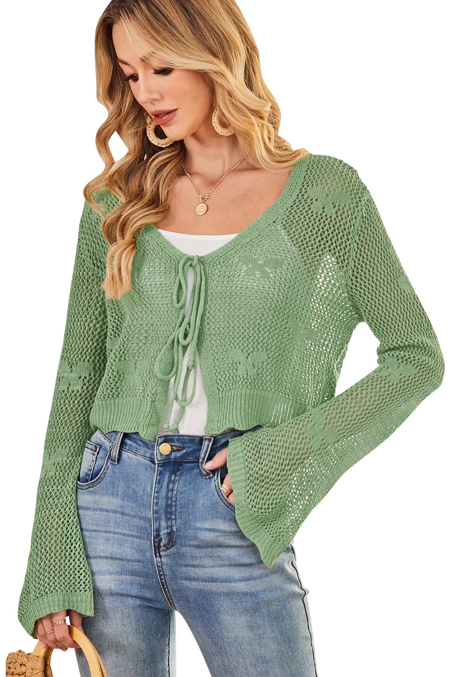 Cakulo Women's Bohemian Crocheted Knit Crop Top