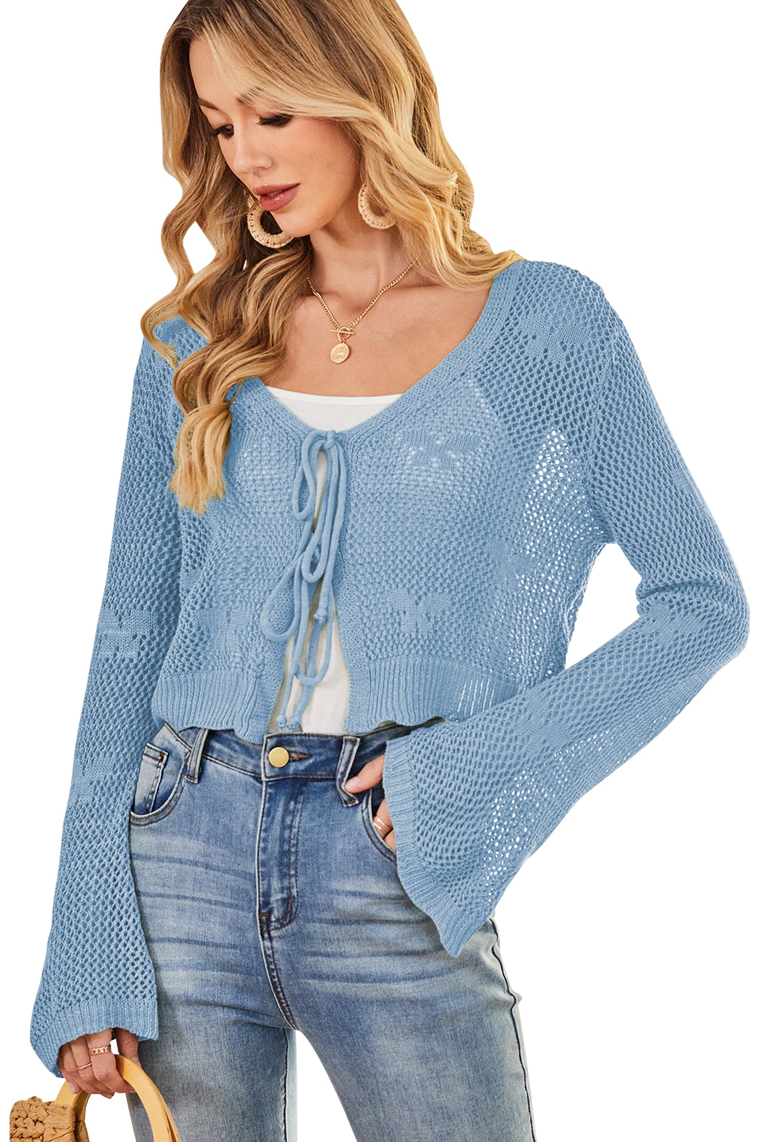 Cakulo Women's Bohemian Crocheted Knit Crop Top