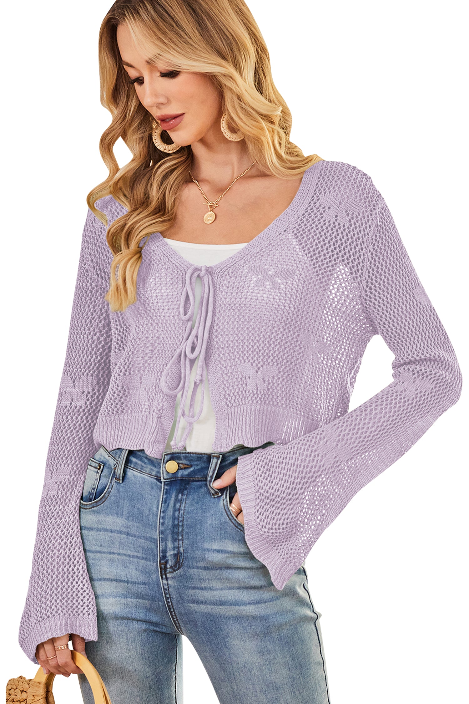 Cakulo Women's Bohemian Crocheted Knit Crop Top