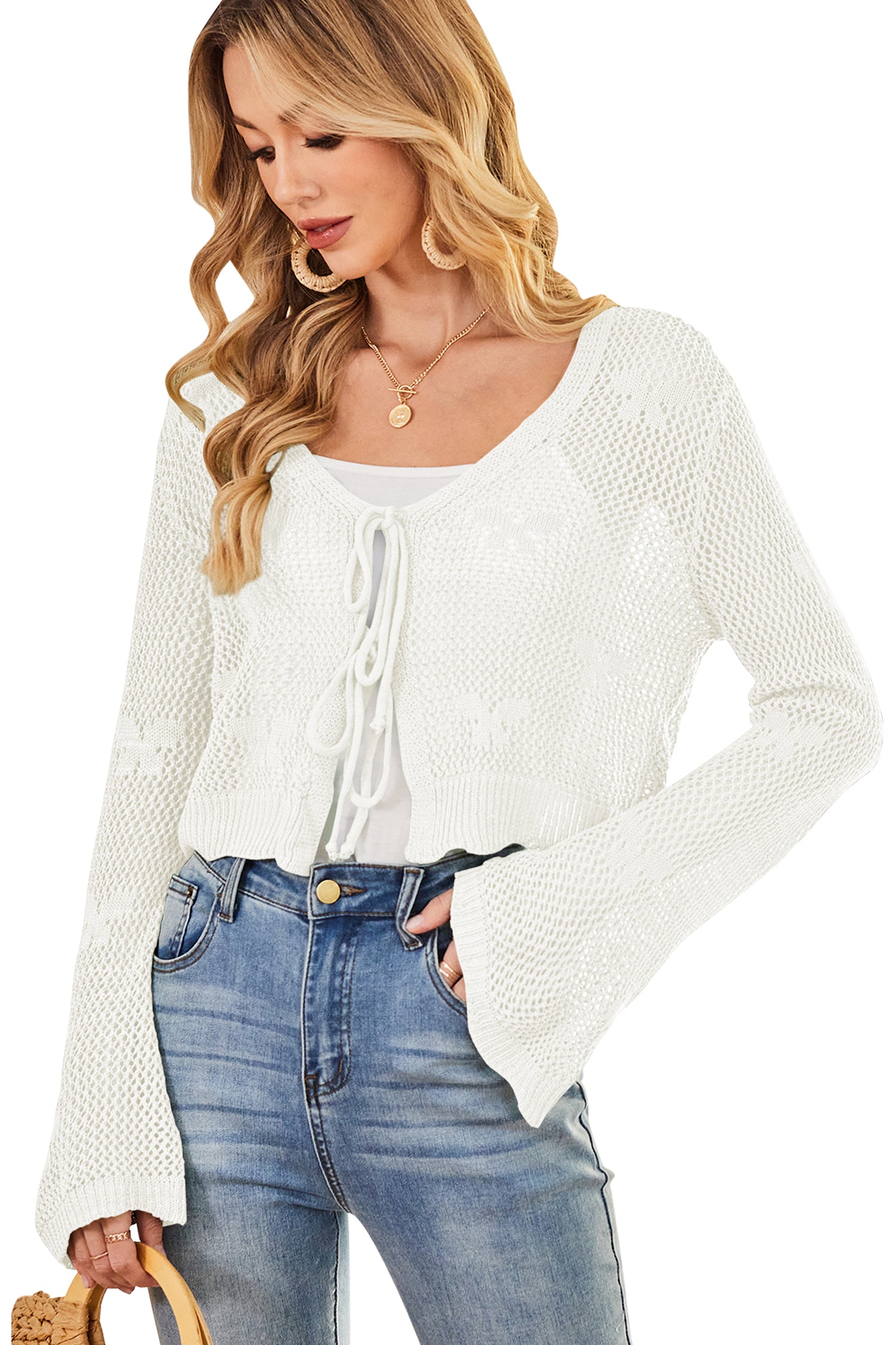 Cakulo Women's Bohemian Crocheted Knit Crop Top