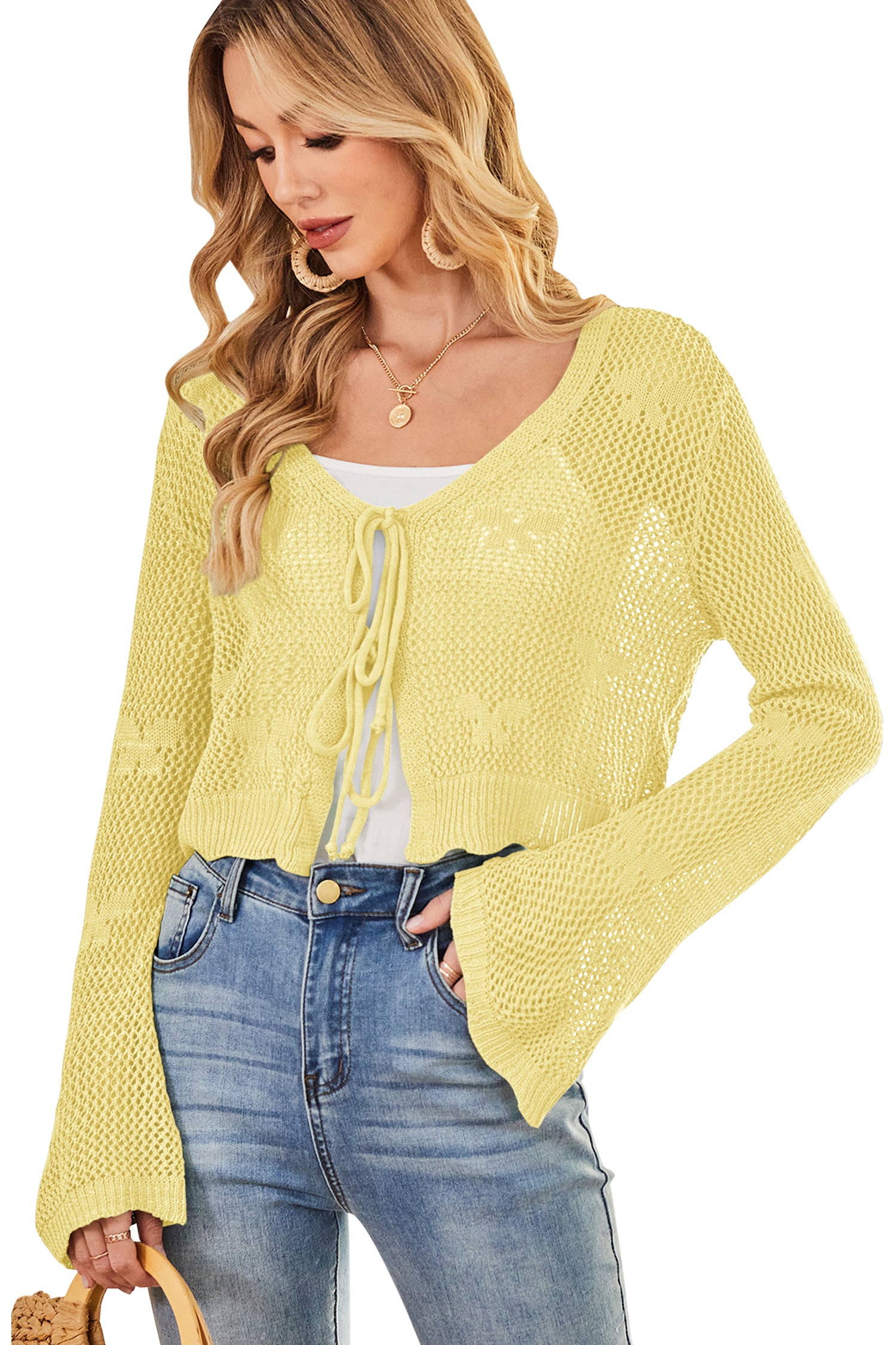 Cakulo Women's Bohemian Crocheted Knit Crop Top