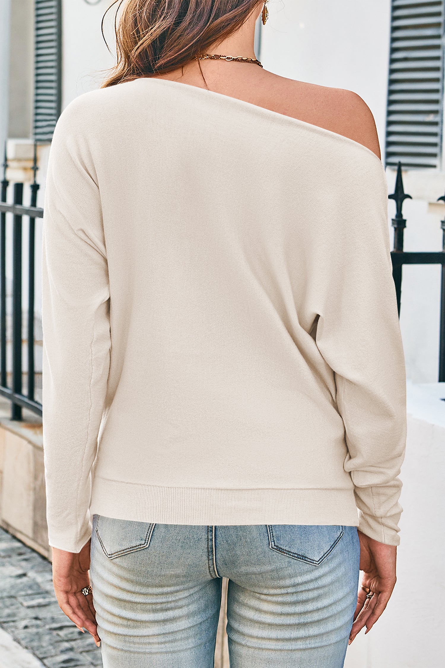 Cakulo Batwing Long Sleeve Off The Shoulder Sweater for Women 2025 Trendy
