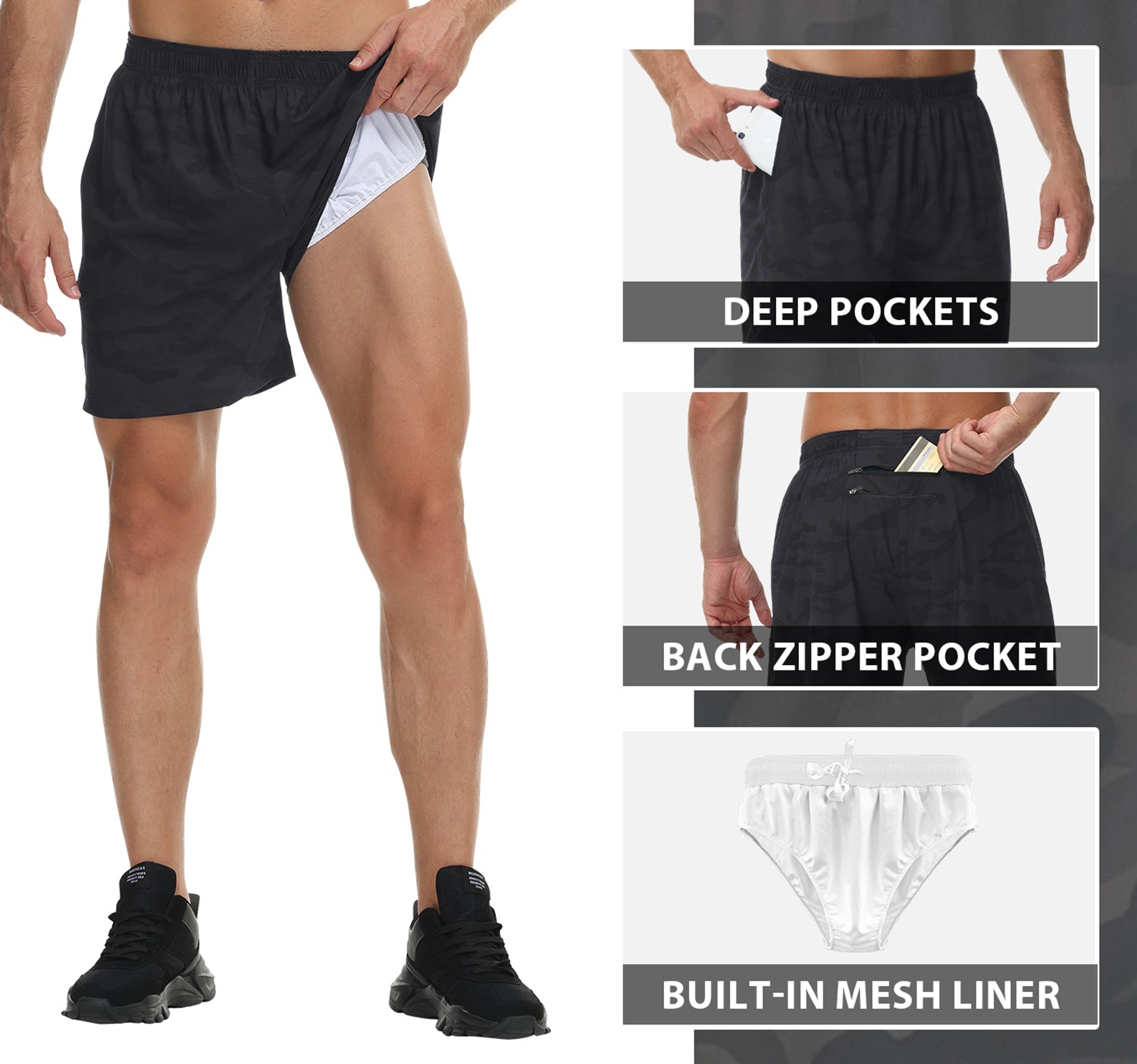 Cakulo Men's 5‘’ Running Tennis Shorts Quick Dry