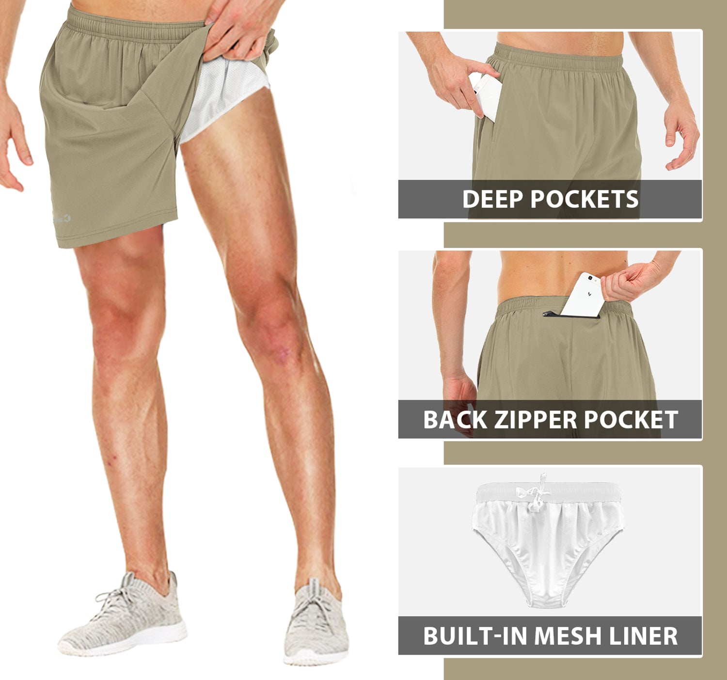 Cakulo Men's 5‘’ Running Tennis Shorts Quick Dry