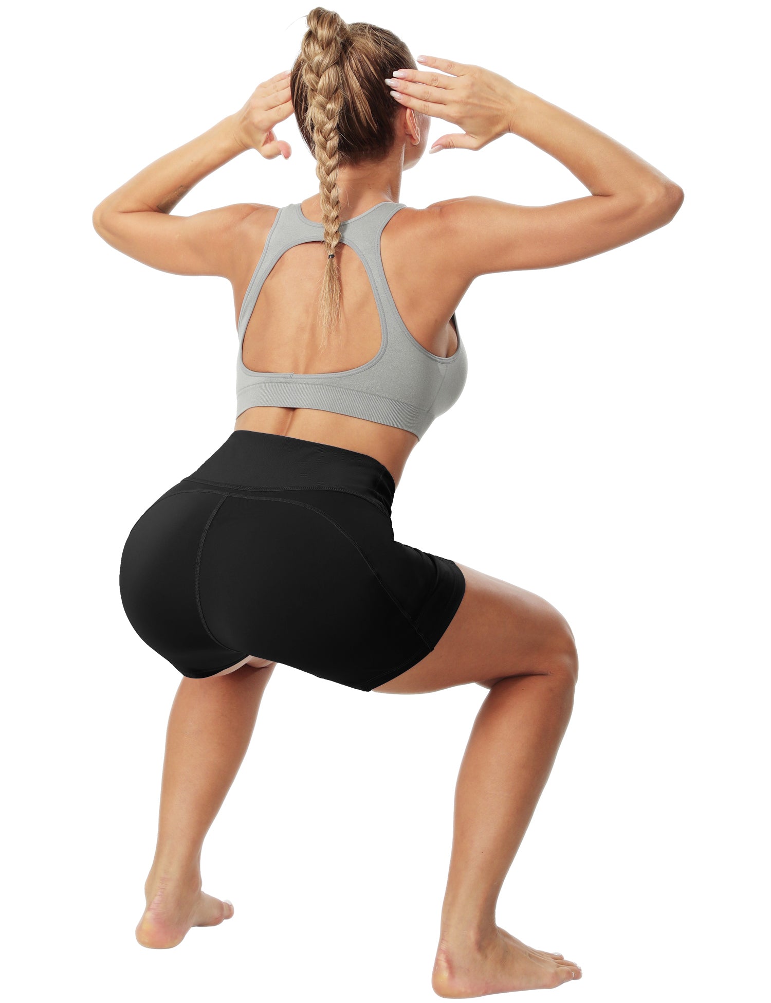 Cakulo Women's High Waist Workout Shorts Breathable Dolphin Split Elastic Lounge Yoga Shorts