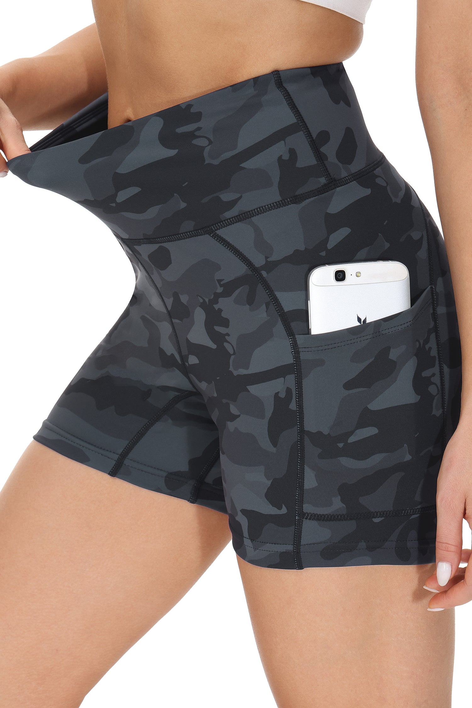 Cakulo Women's High Waist Workout Shorts Breathable Dolphin Split Elastic Lounge Yoga Shorts