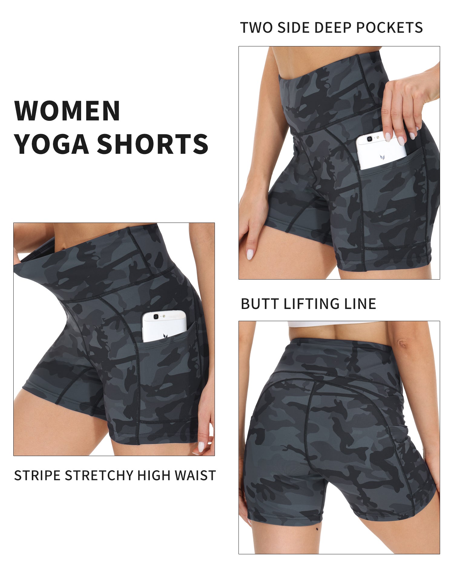 Cakulo Women's High Waist Workout Shorts Breathable Dolphin Split Elastic Lounge Yoga Shorts
