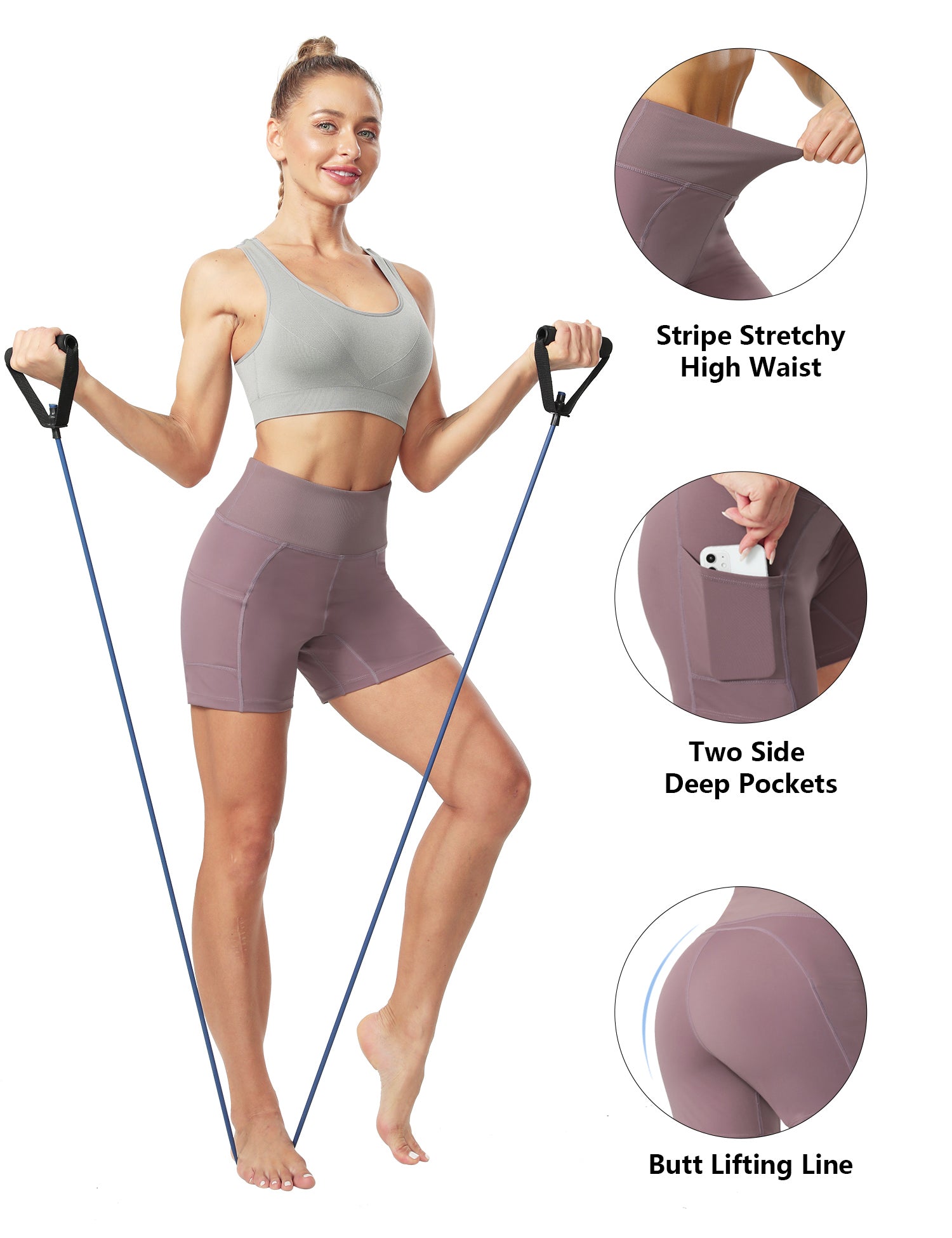 Cakulo Women's High Waist Workout Shorts Breathable Dolphin Split Elastic Lounge Yoga Shorts
