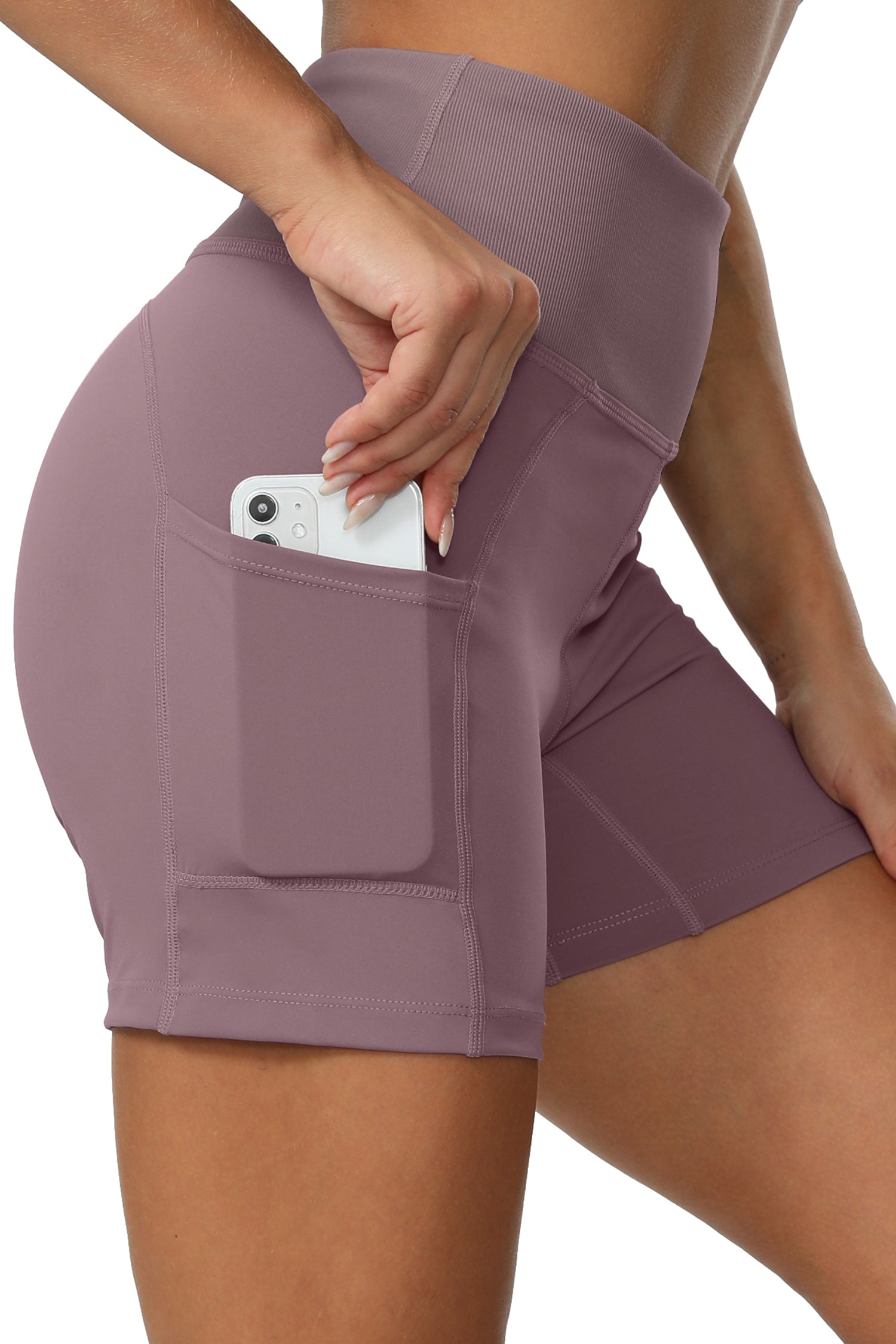Cakulo Women's High Waist Workout Shorts Breathable Dolphin Split Elastic Lounge Yoga Shorts