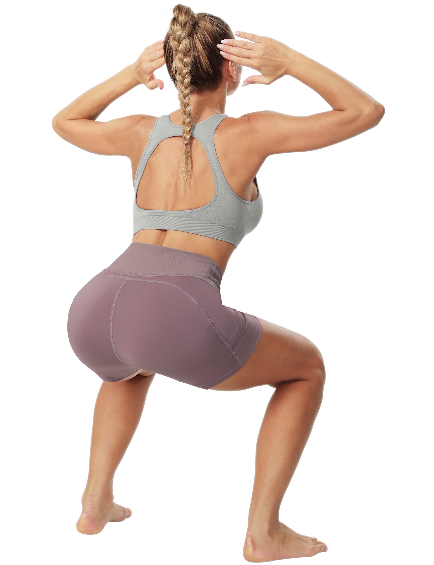 Cakulo Women's High Waist Workout Shorts Breathable Dolphin Split Elastic Lounge Yoga Shorts