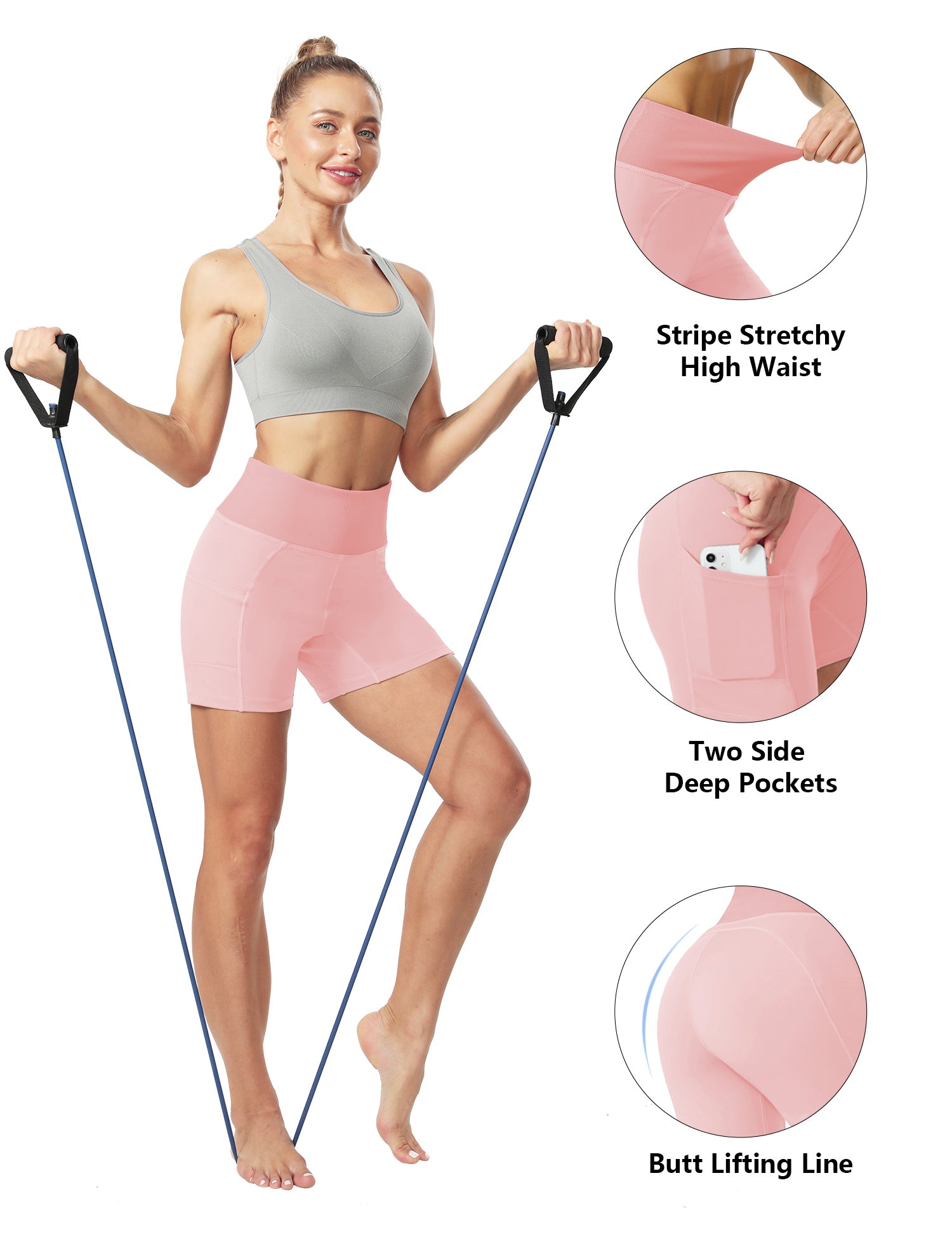 Cakulo Women's High Waist Workout Shorts Breathable Dolphin Split Elastic Lounge Yoga Shorts