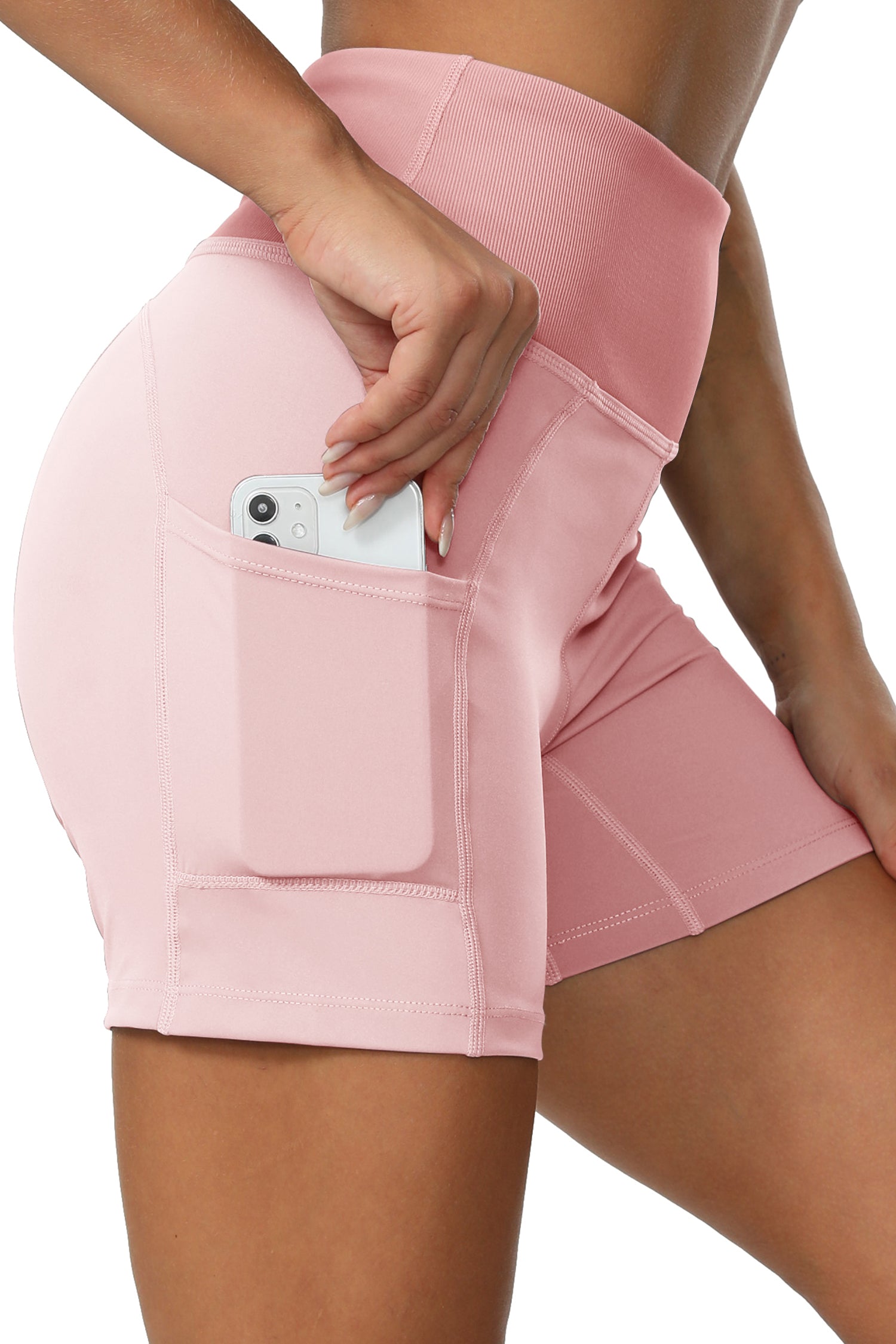 Cakulo Women's High Waist Workout Shorts Breathable Dolphin Split Elastic Lounge Yoga Shorts