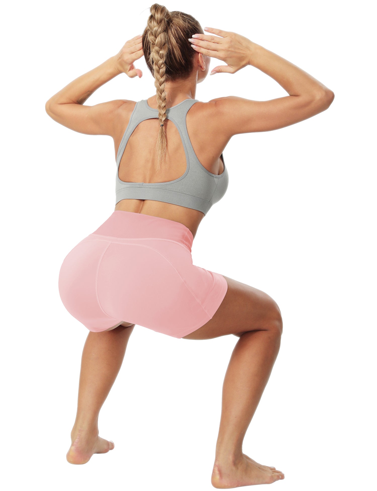 Cakulo Women's High Waist Workout Shorts Breathable Dolphin Split Elastic Lounge Yoga Shorts