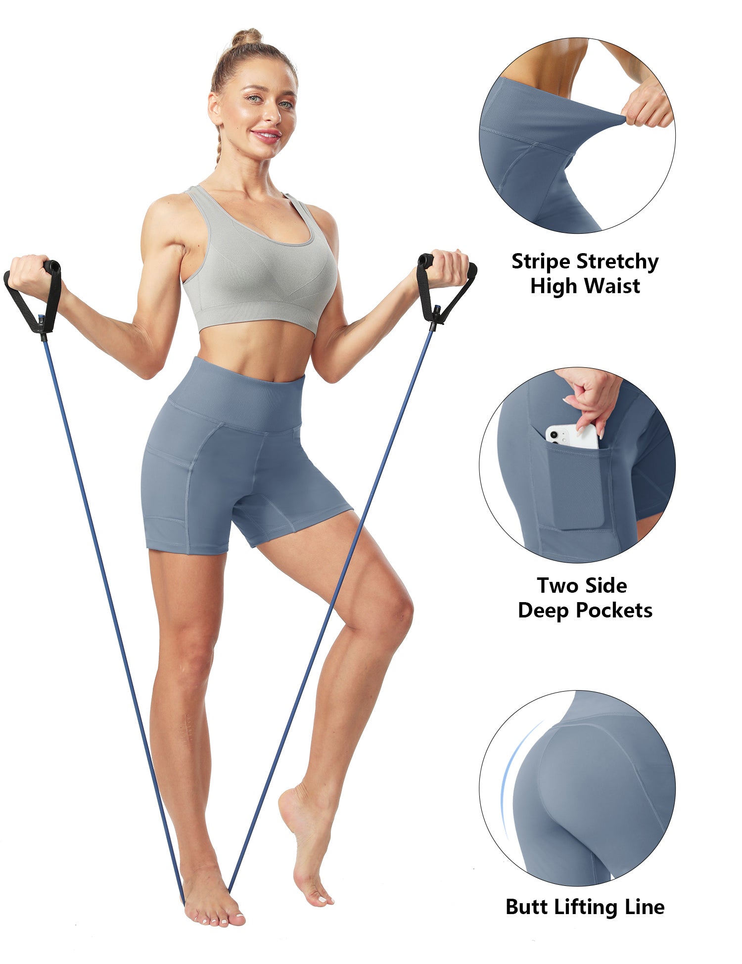 Cakulo Women's High Waist Workout Shorts Breathable Dolphin Split Elastic Lounge Yoga Shorts