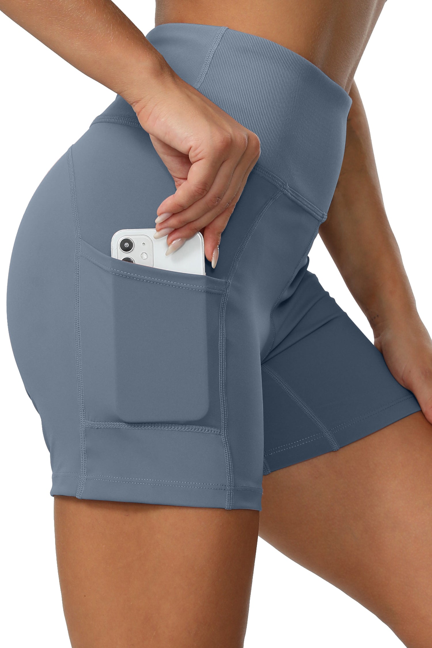 Cakulo Women's High Waist Workout Shorts Breathable Dolphin Split Elastic Lounge Yoga Shorts