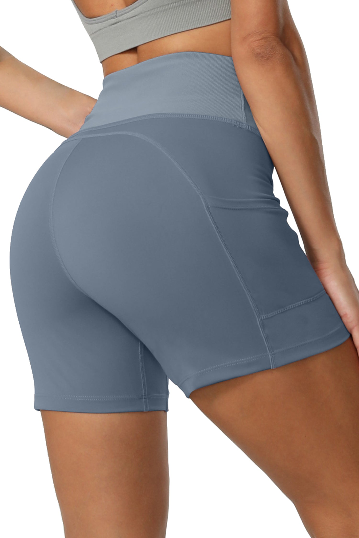 Cakulo Women's High Waist Workout Shorts Breathable Dolphin Split Elastic Lounge Yoga Shorts