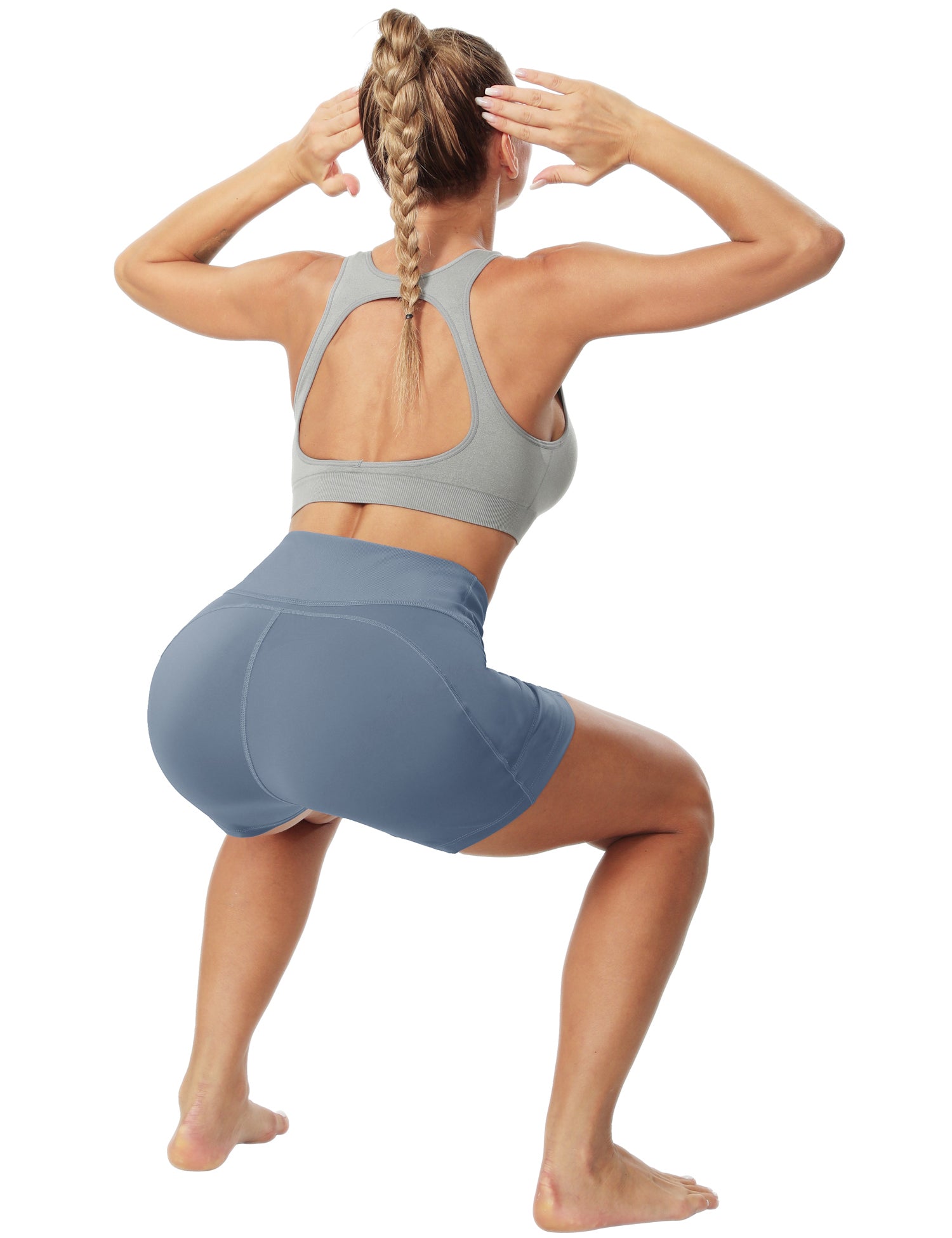 Cakulo Women's High Waist Workout Shorts Breathable Dolphin Split Elastic Lounge Yoga Shorts