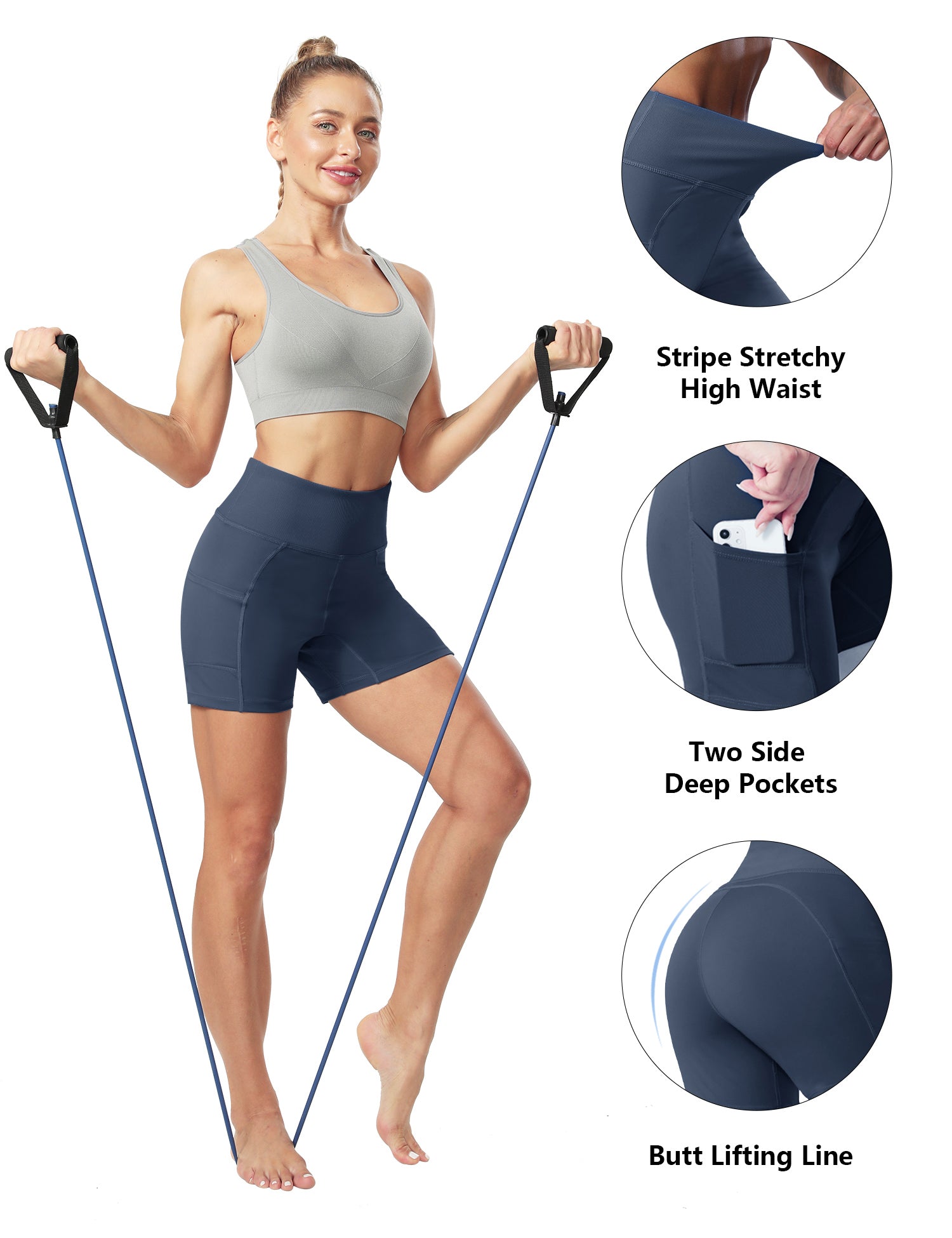 Cakulo Women's High Waist Workout Shorts Breathable Dolphin Split Elastic Lounge Yoga Shorts