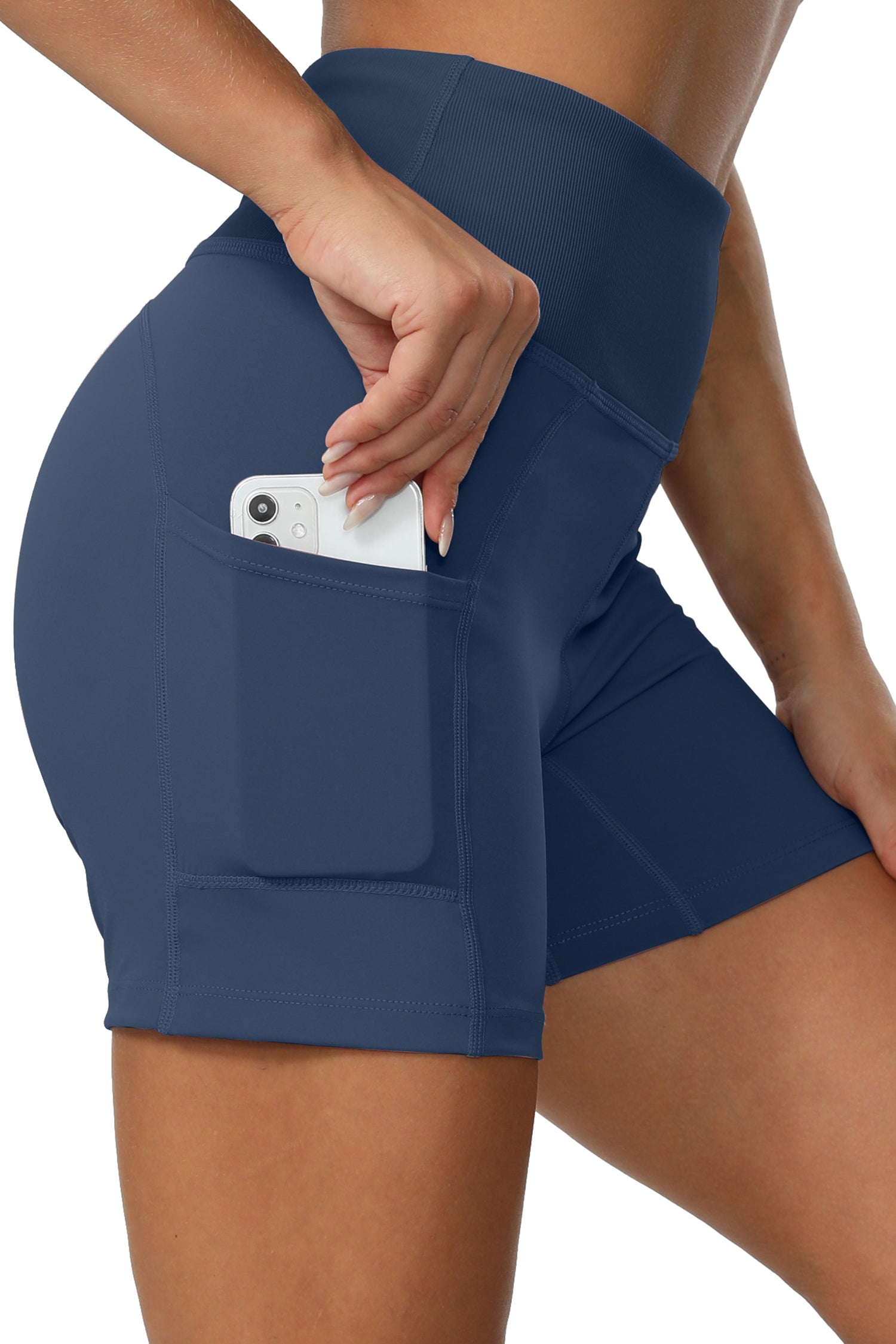 Cakulo Women's High Waist Workout Shorts Breathable Dolphin Split Elastic Lounge Yoga Shorts