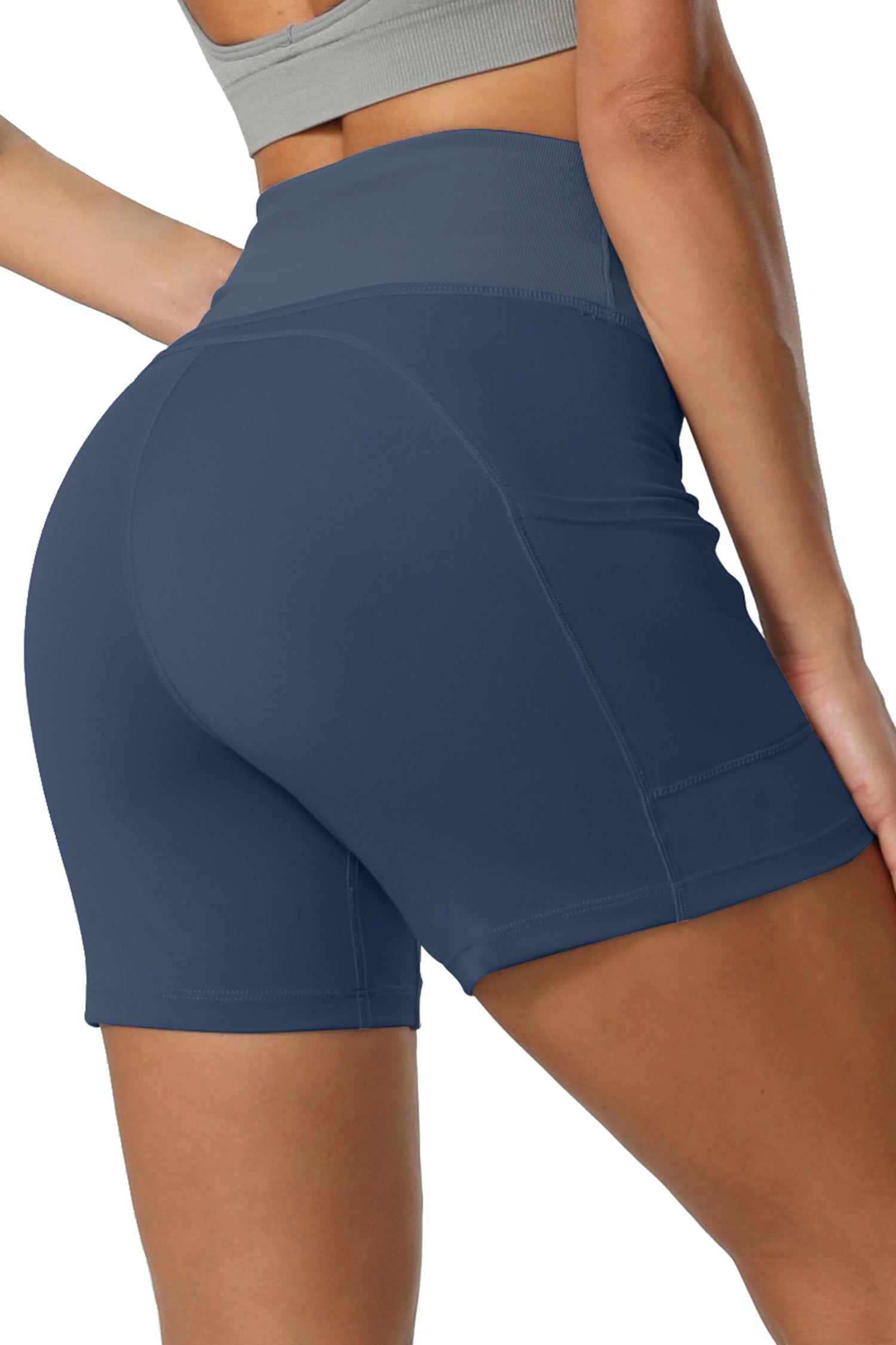 Cakulo Women's High Waist Workout Shorts Breathable Dolphin Split Elastic Lounge Yoga Shorts