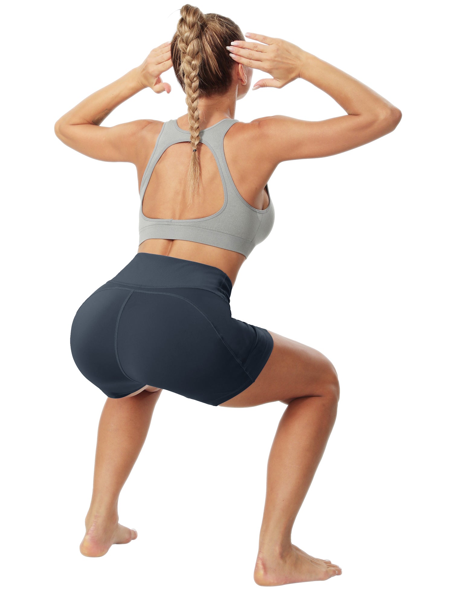 Cakulo Women's High Waist Workout Shorts Breathable Dolphin Split Elastic Lounge Yoga Shorts
