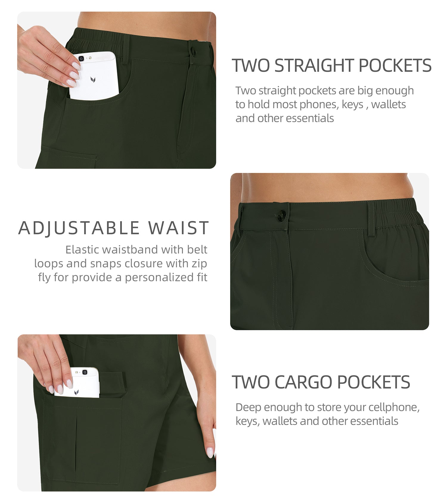 Cakulo Women's 6'' Quick Dry Hiking Shorts