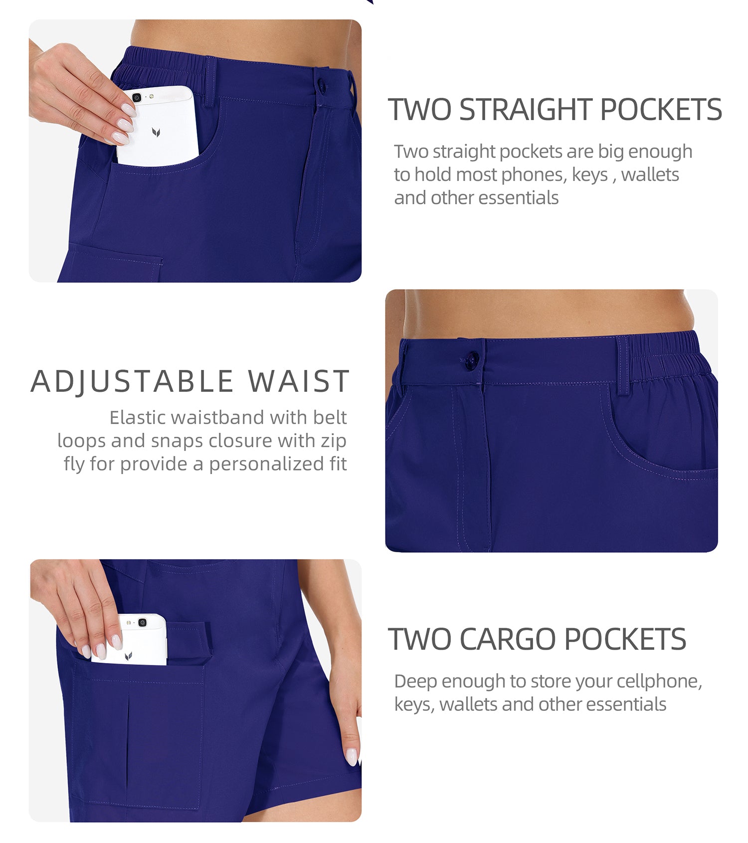 Cakulo Women's 6'' Quick Dry Hiking Shorts