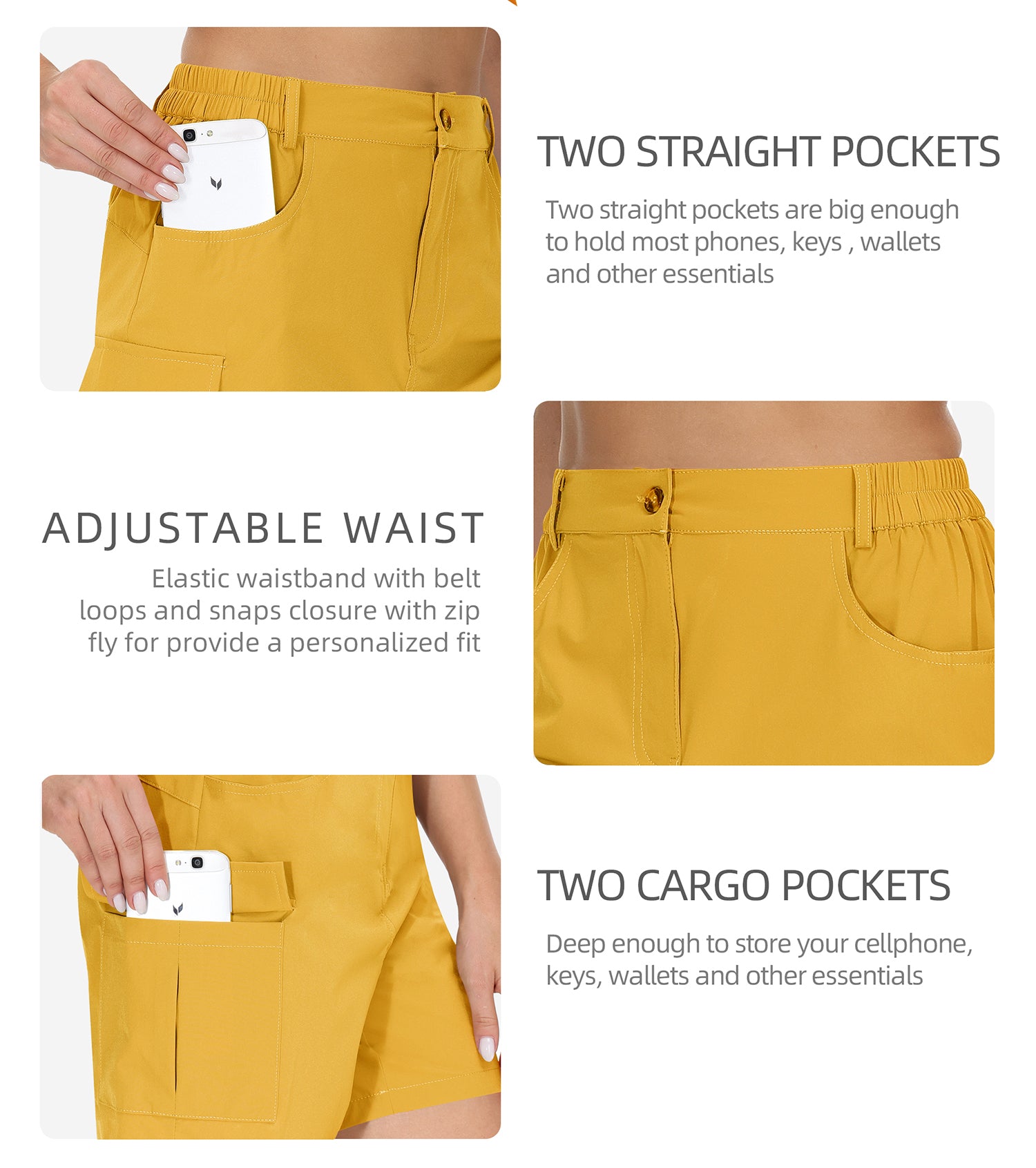 Cakulo Women's 6'' Quick Dry Hiking Shorts