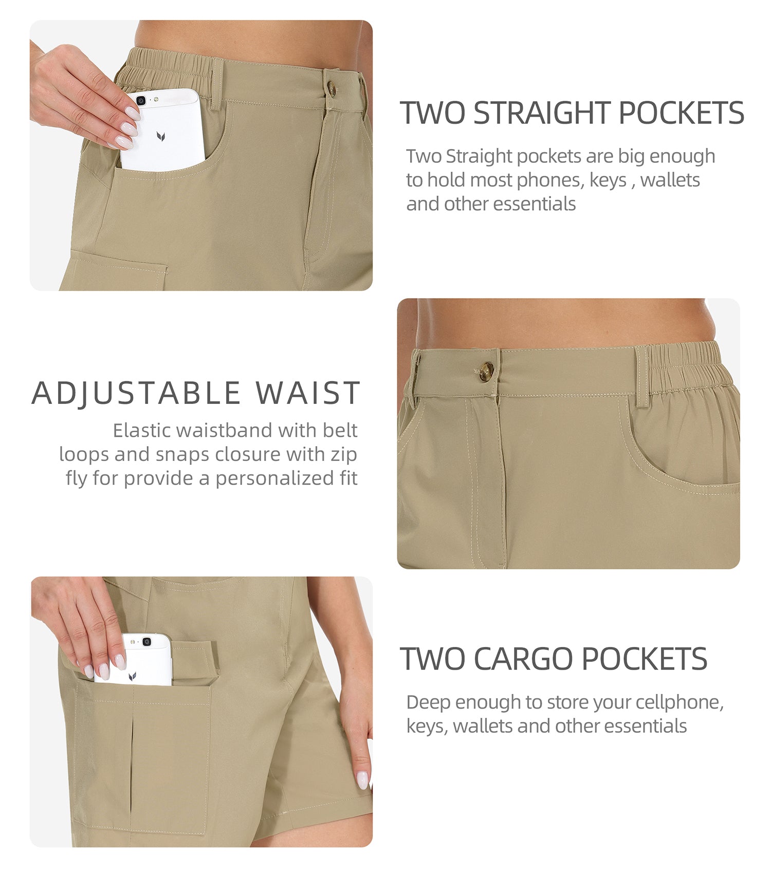 Cakulo Women's 6'' Quick Dry Hiking Shorts