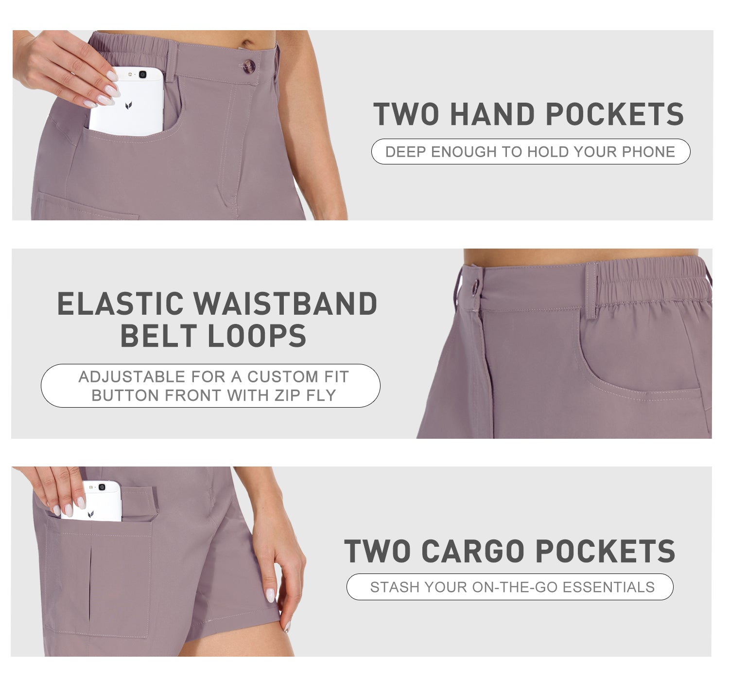 Cakulo Women's 6'' Quick Dry Hiking Shorts