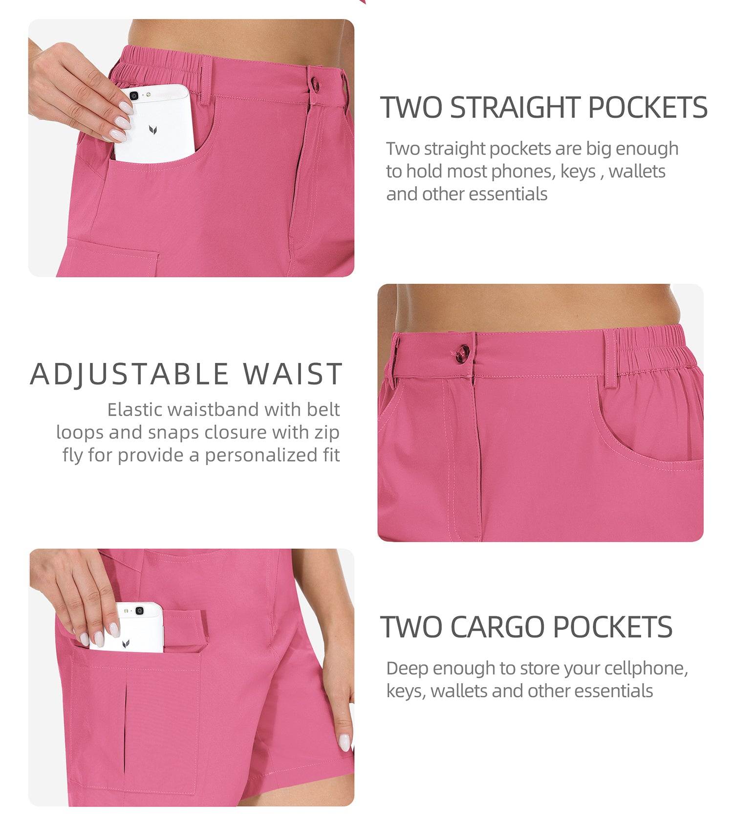 Cakulo Women's 6'' Quick Dry Hiking Shorts