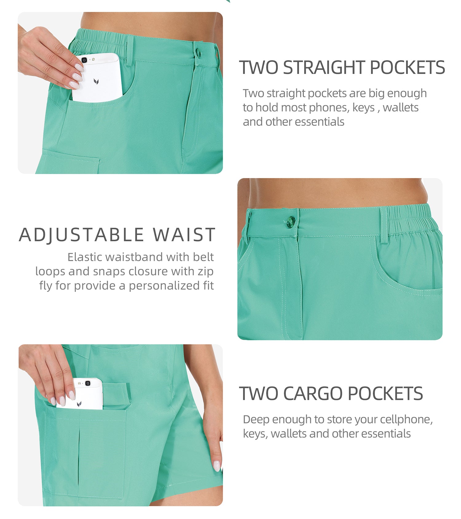 Cakulo Women's 6'' Quick Dry Hiking Shorts