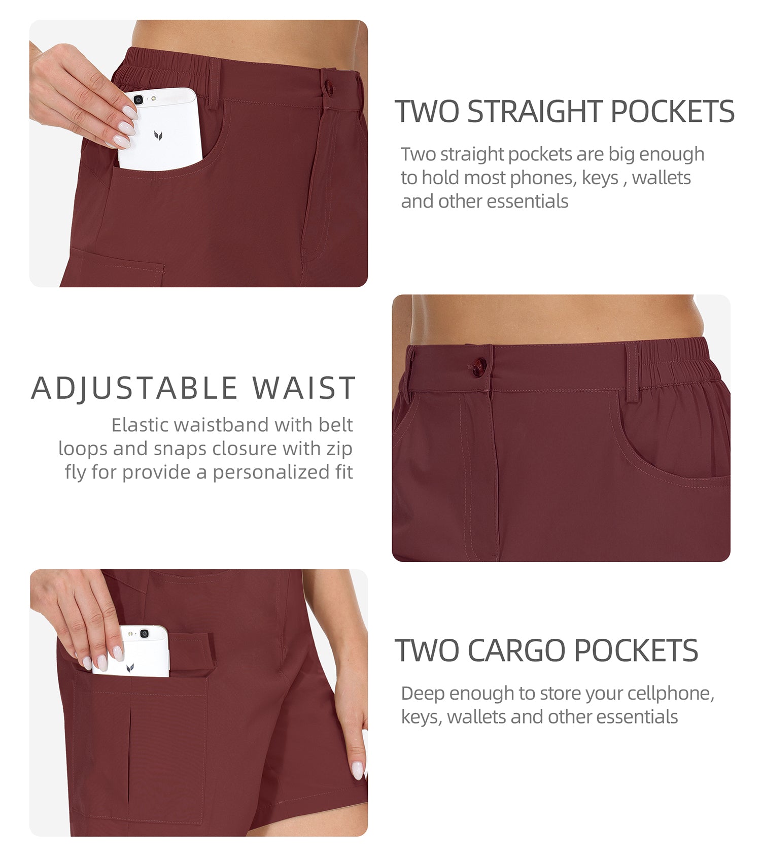 Cakulo Women's 6'' Quick Dry Hiking Shorts