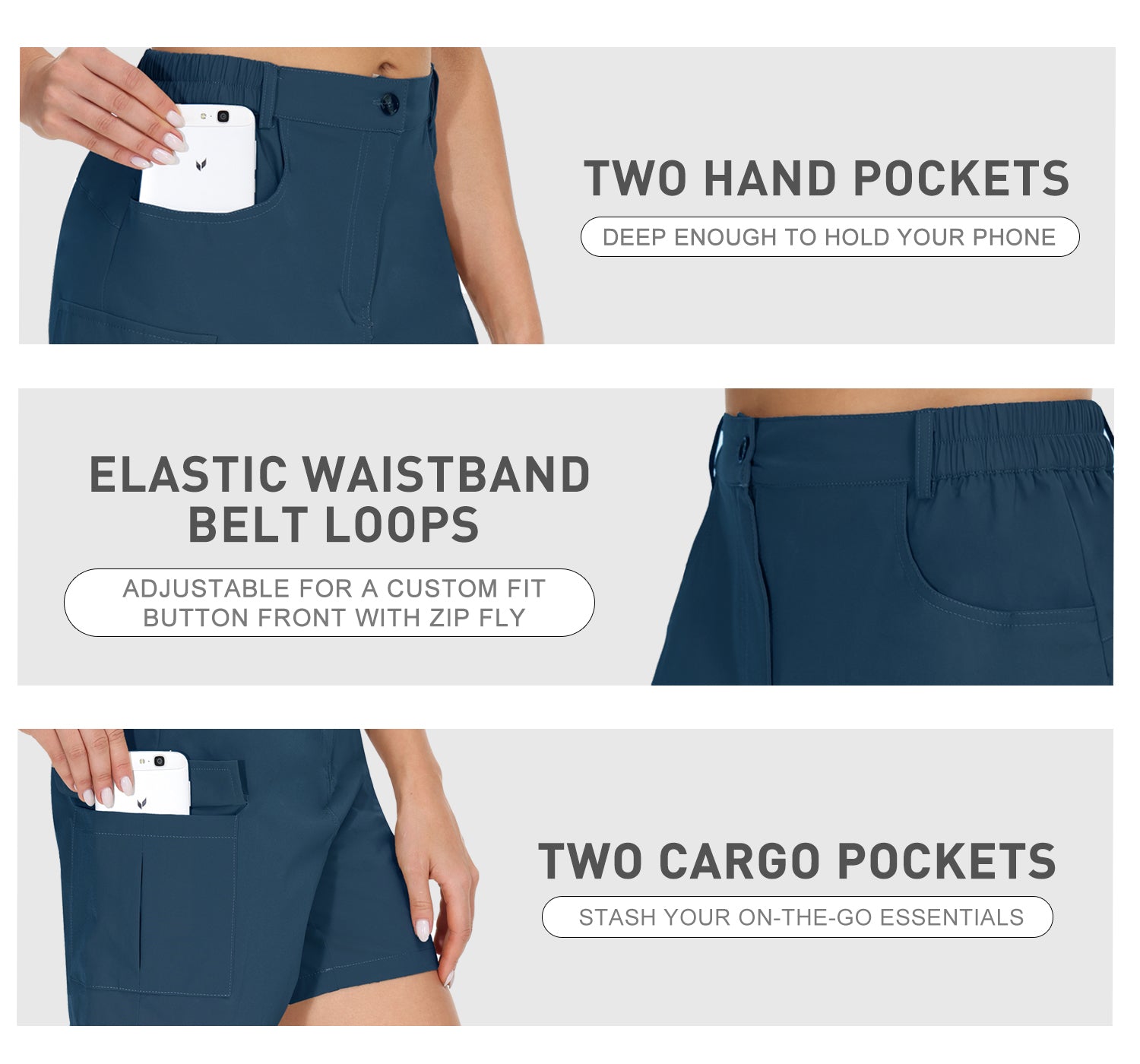 Cakulo Women's 6'' Quick Dry Hiking Shorts