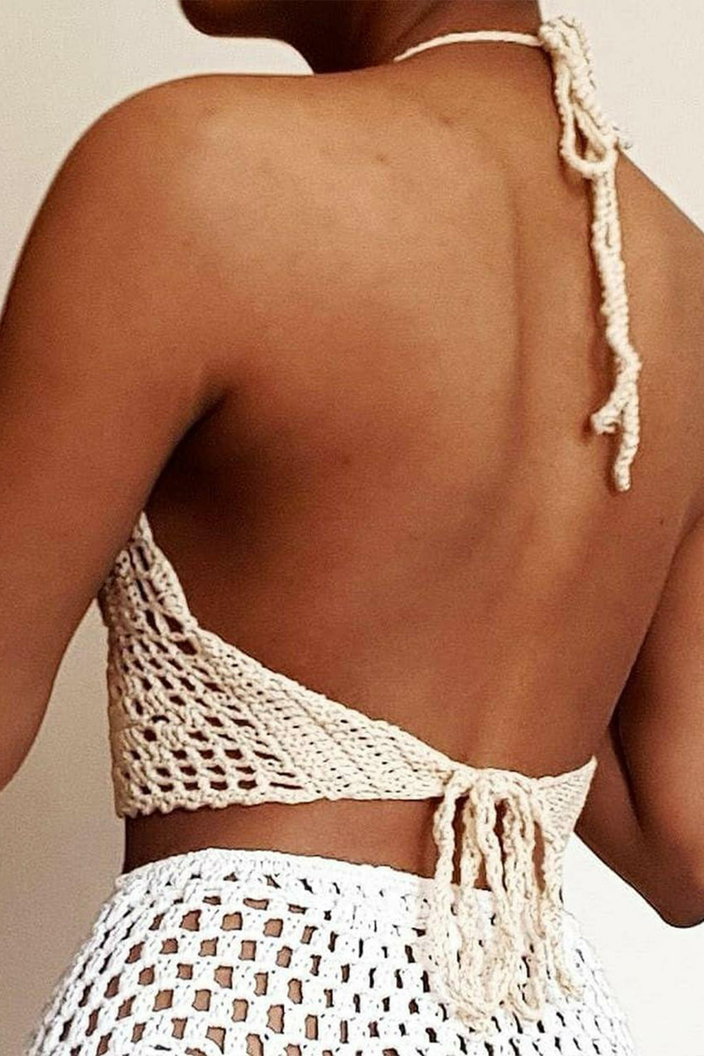 Cakulo Crochet Halter Tops for Women Backless Camisole Knit Bra