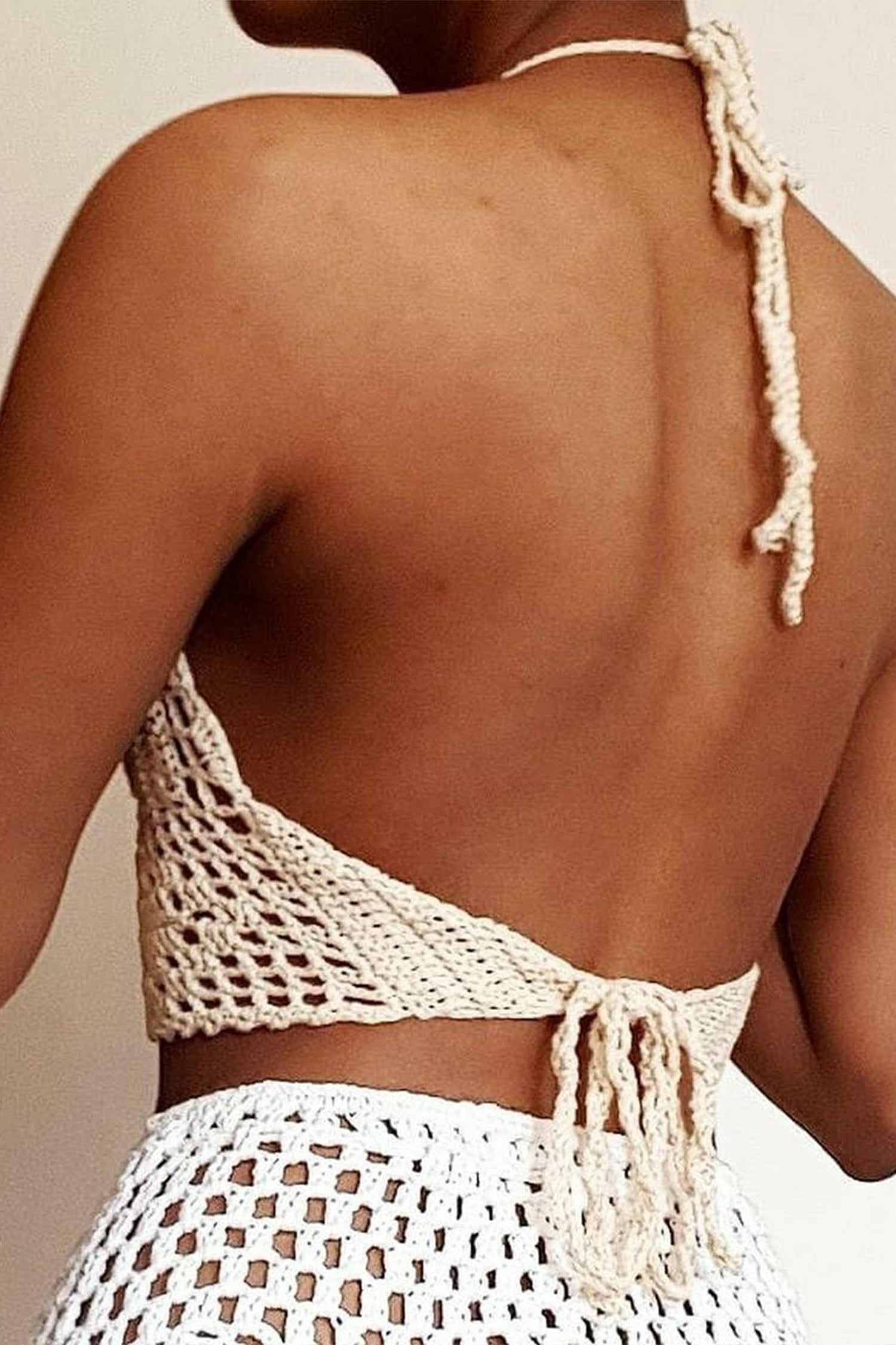 Cakulo Crochet Halter Tops for Women Backless Camisole Knit Bra
