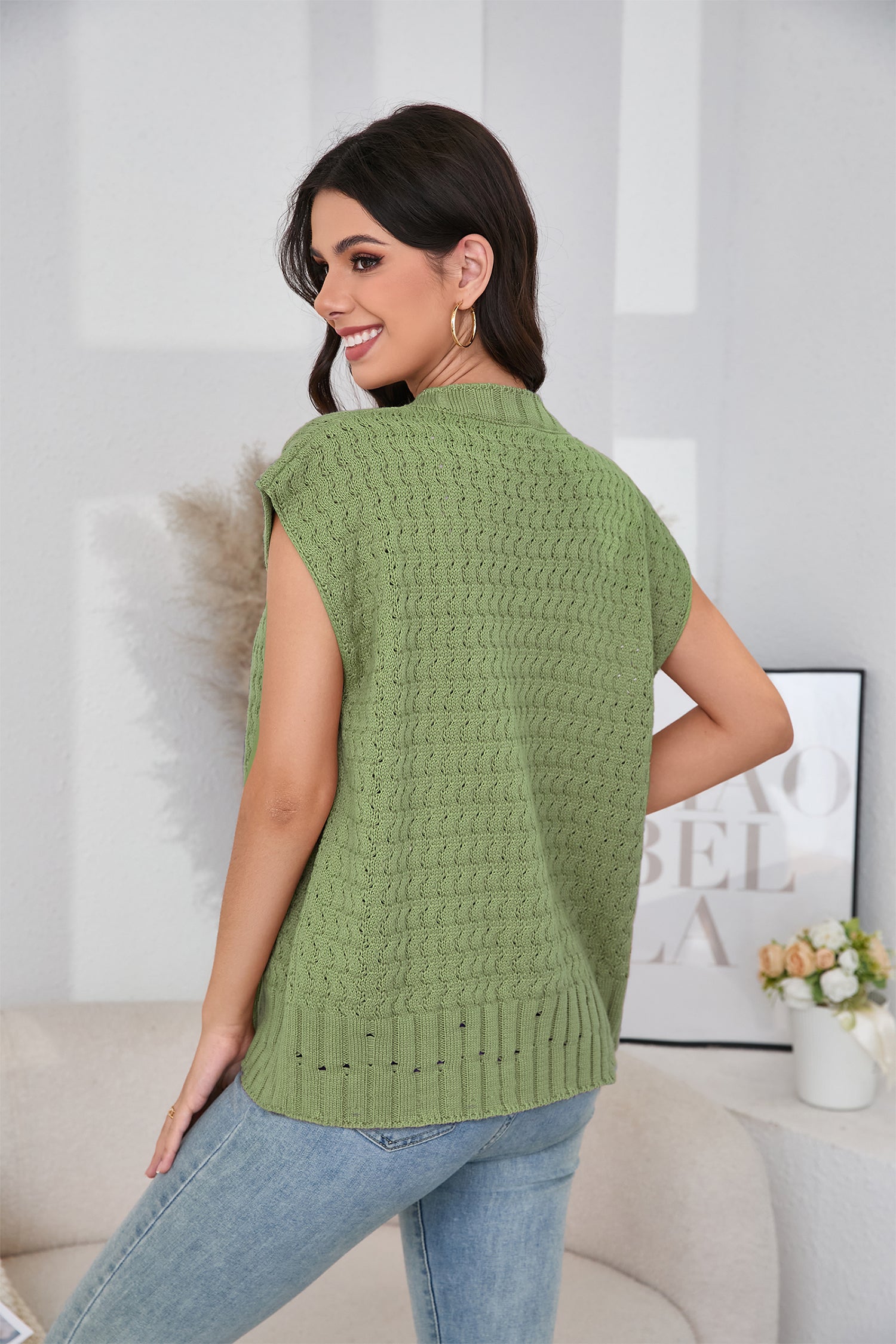 Cakulo Women's 2025 Oversized Sleeveless Cable Knit Summer Sweater Vest