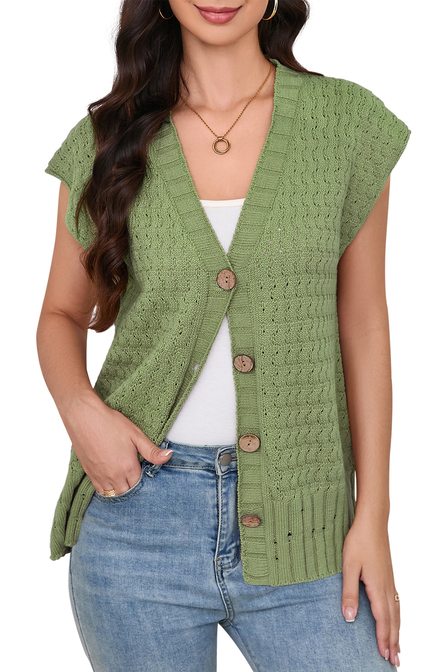 Cakulo Women's 2025 Oversized Sleeveless Cable Knit Summer Sweater Vest