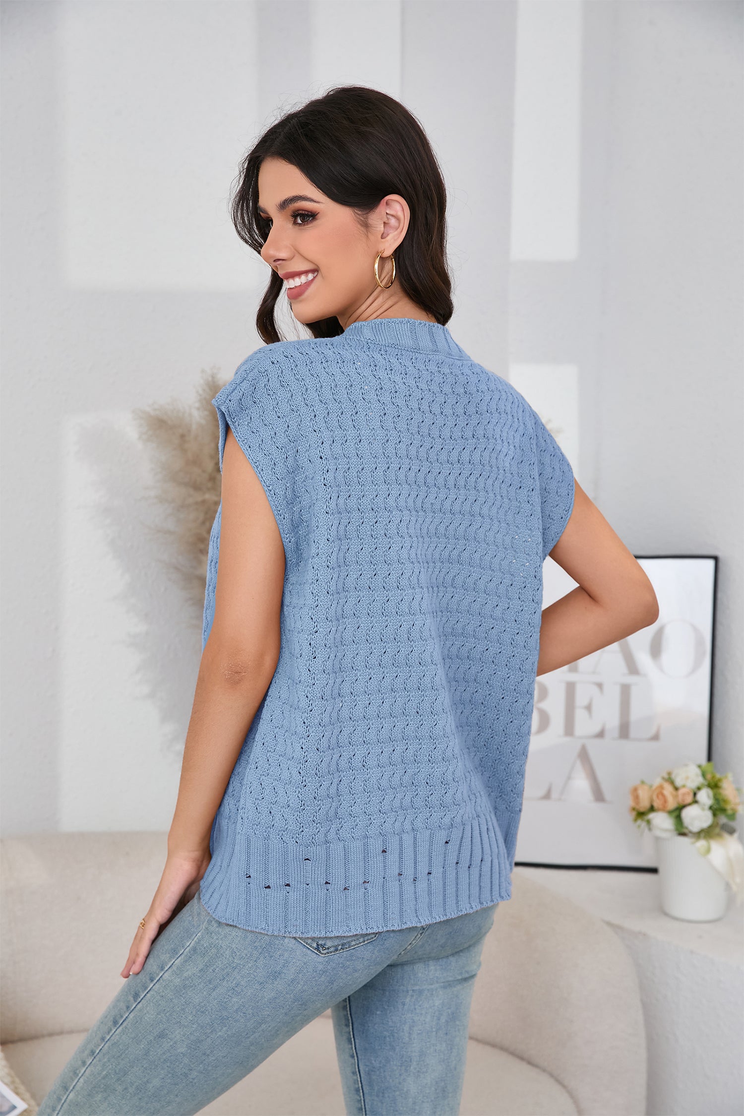 Cakulo Women's 2025 Oversized Sleeveless Cable Knit Summer Sweater Vest
