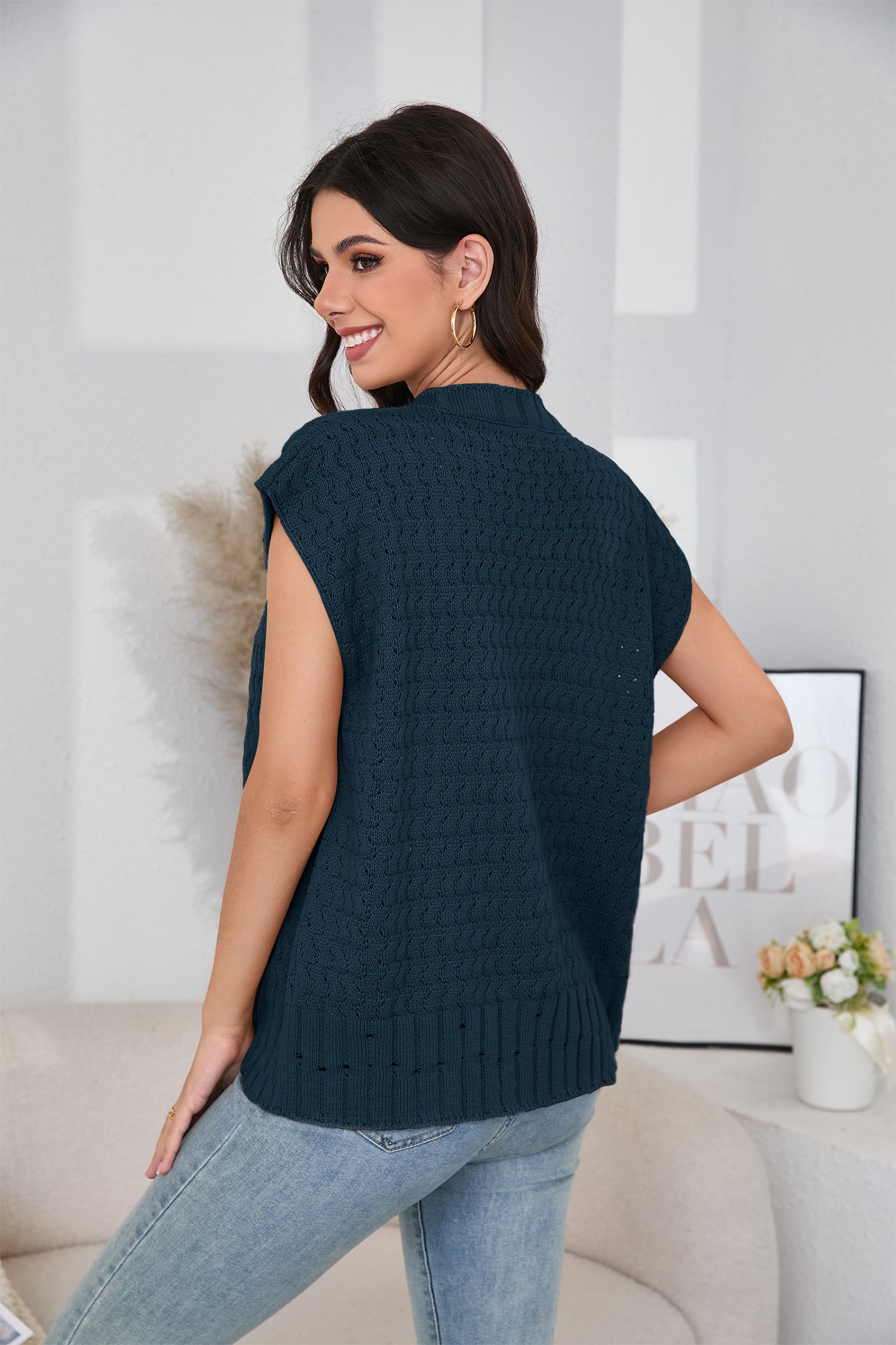 Cakulo Women's 2025 Oversized Sleeveless Cable Knit Summer Sweater Vest