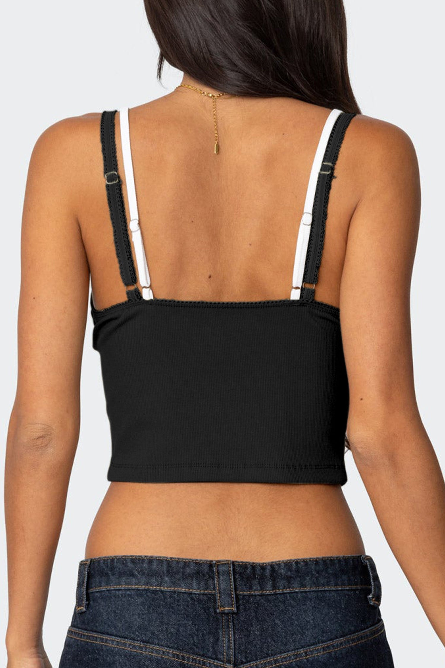 Cakulo Women Lace Trim Camisole Tops Spaghetti Strap Tank Top Ribbed Knit Slim Fit