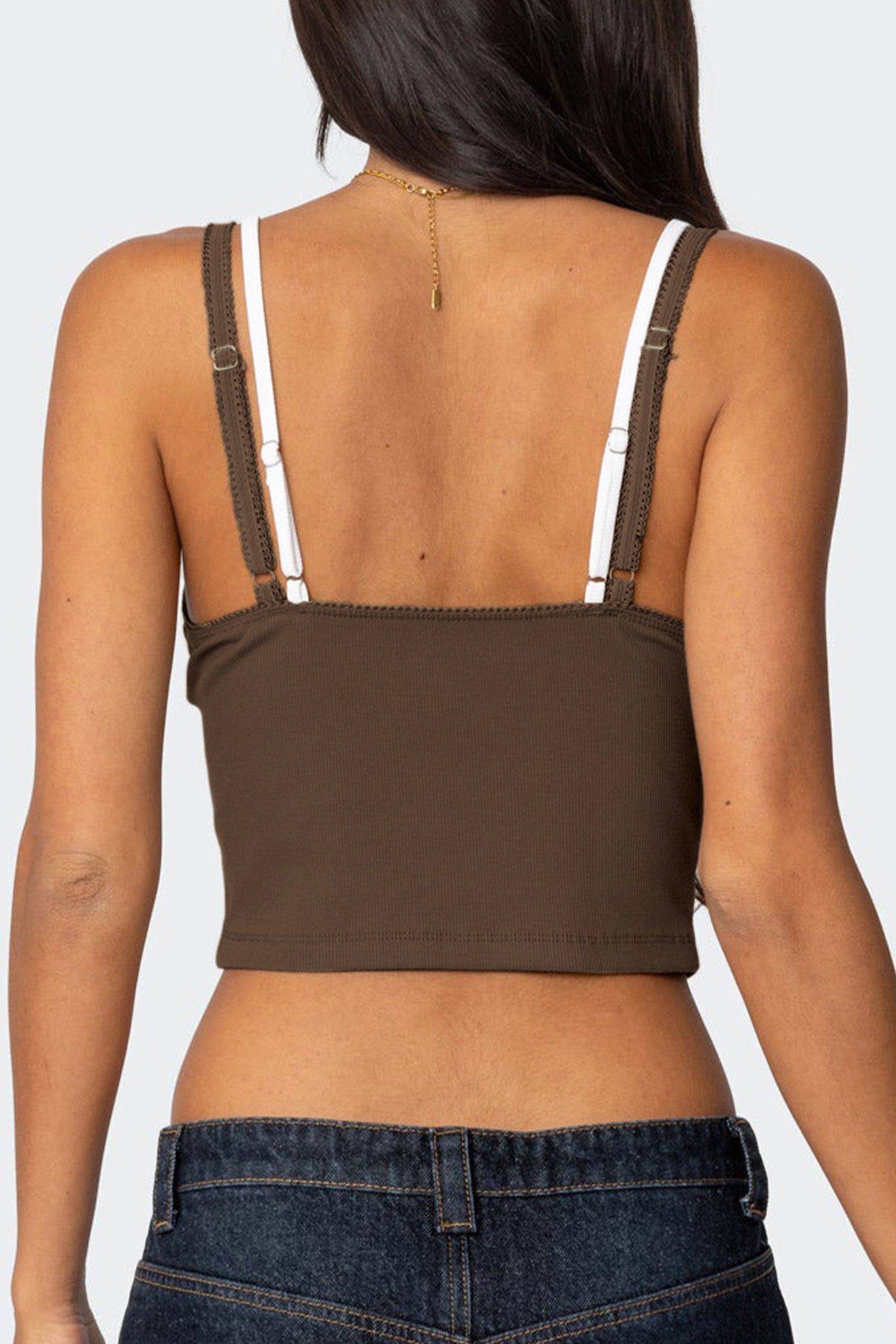 Cakulo Women Lace Trim Camisole Tops Spaghetti Strap Tank Top Ribbed Knit Slim Fit