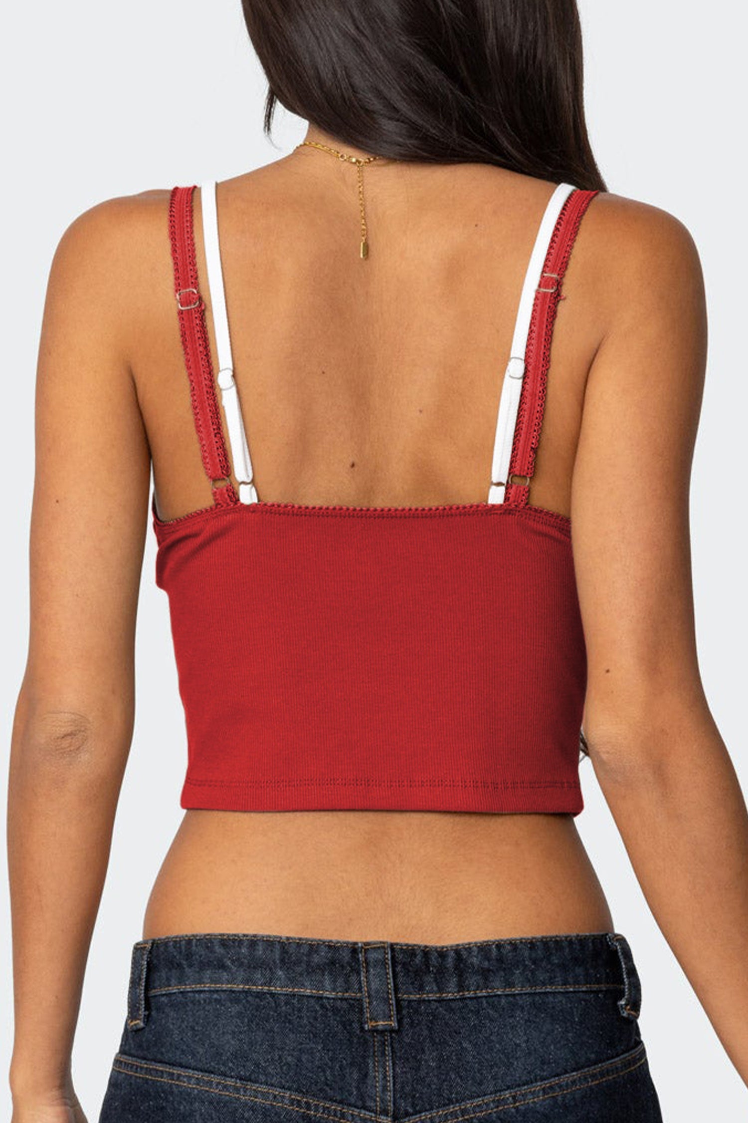 Cakulo Women Lace Trim Camisole Tops Spaghetti Strap Tank Top Ribbed Knit Slim Fit